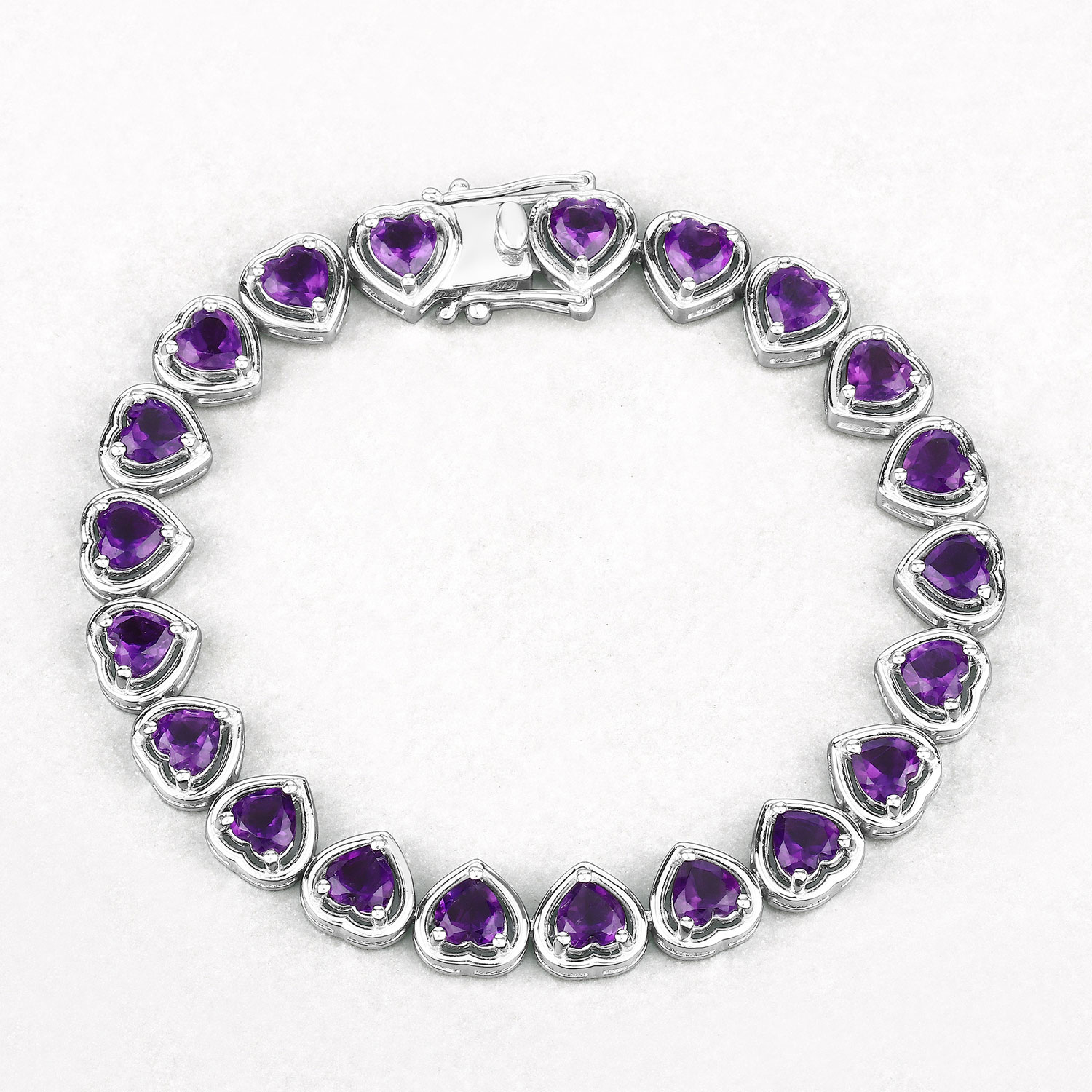 9.03 Carat Genuine Amethyst .925 Sterling Silver Bracelet