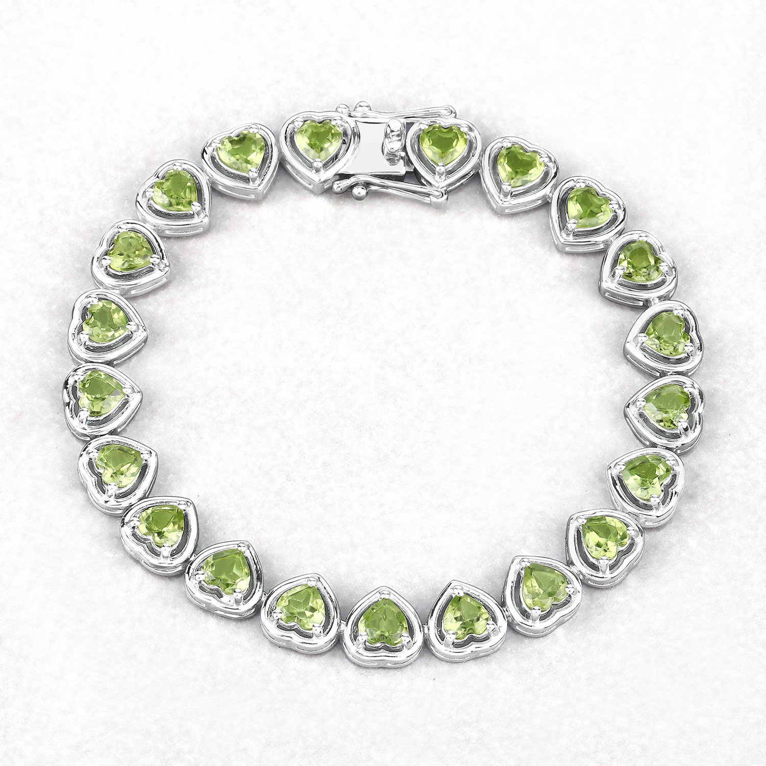 9.24 Carat Genuine Peridot .925 Sterling Silver Bracelet