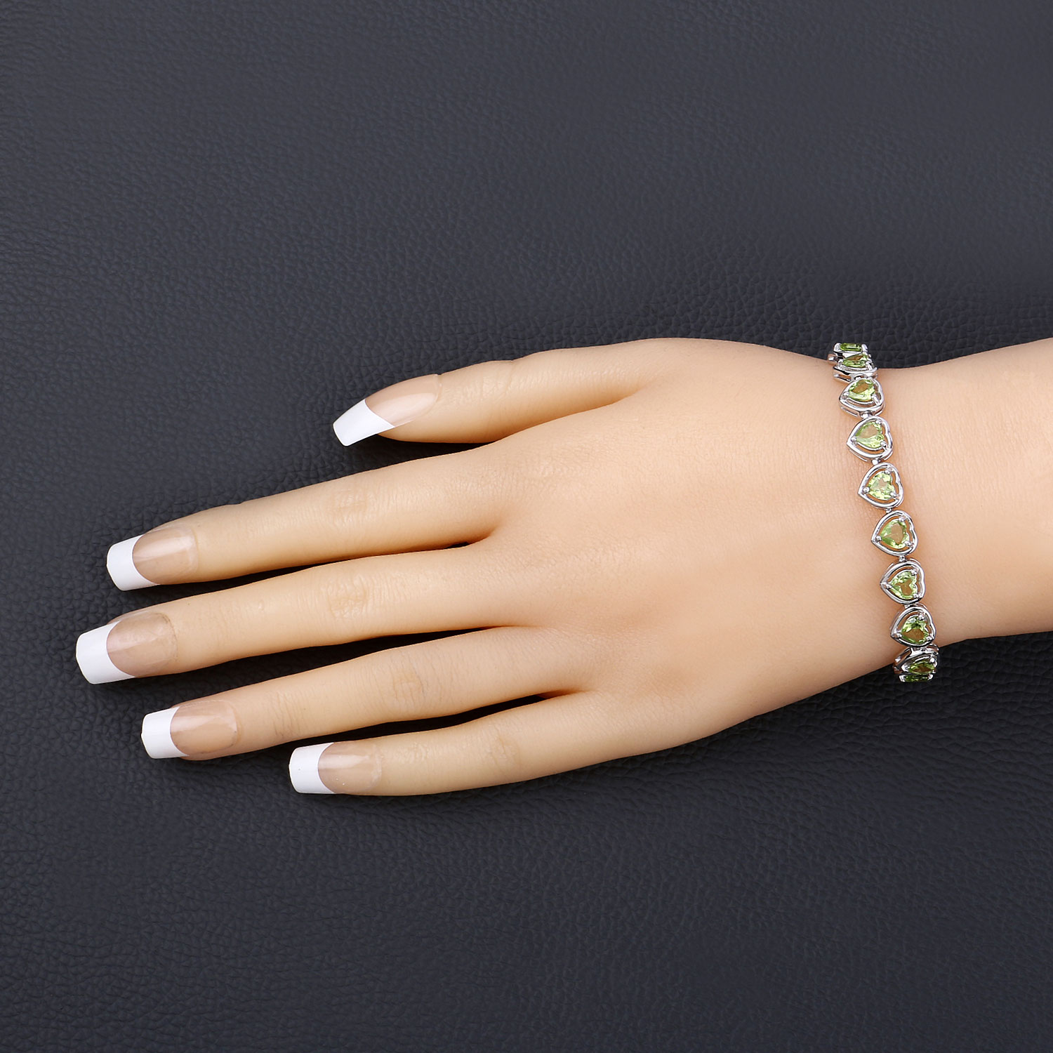 9.24 Carat Genuine Peridot .925 Sterling Silver Bracelet