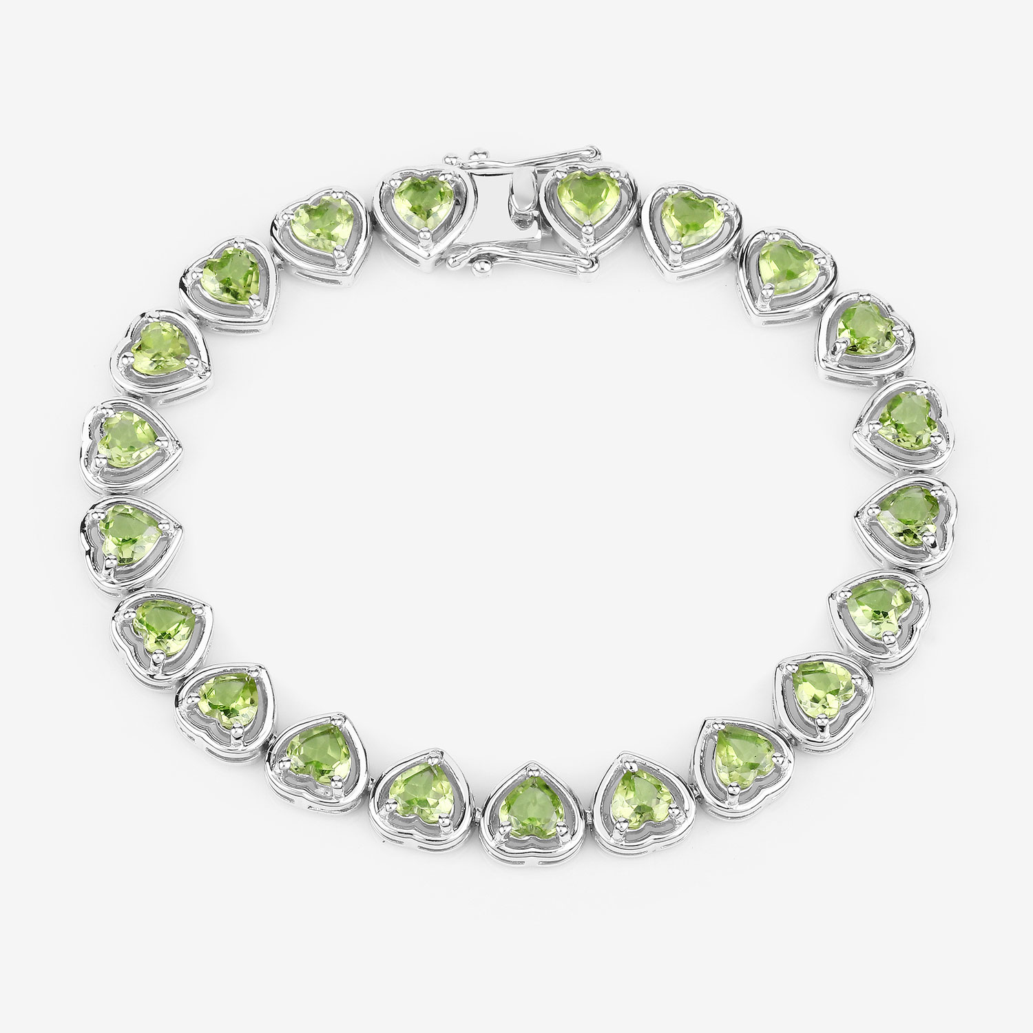 9.24 Carat Genuine Peridot .925 Sterling Silver Bracelet