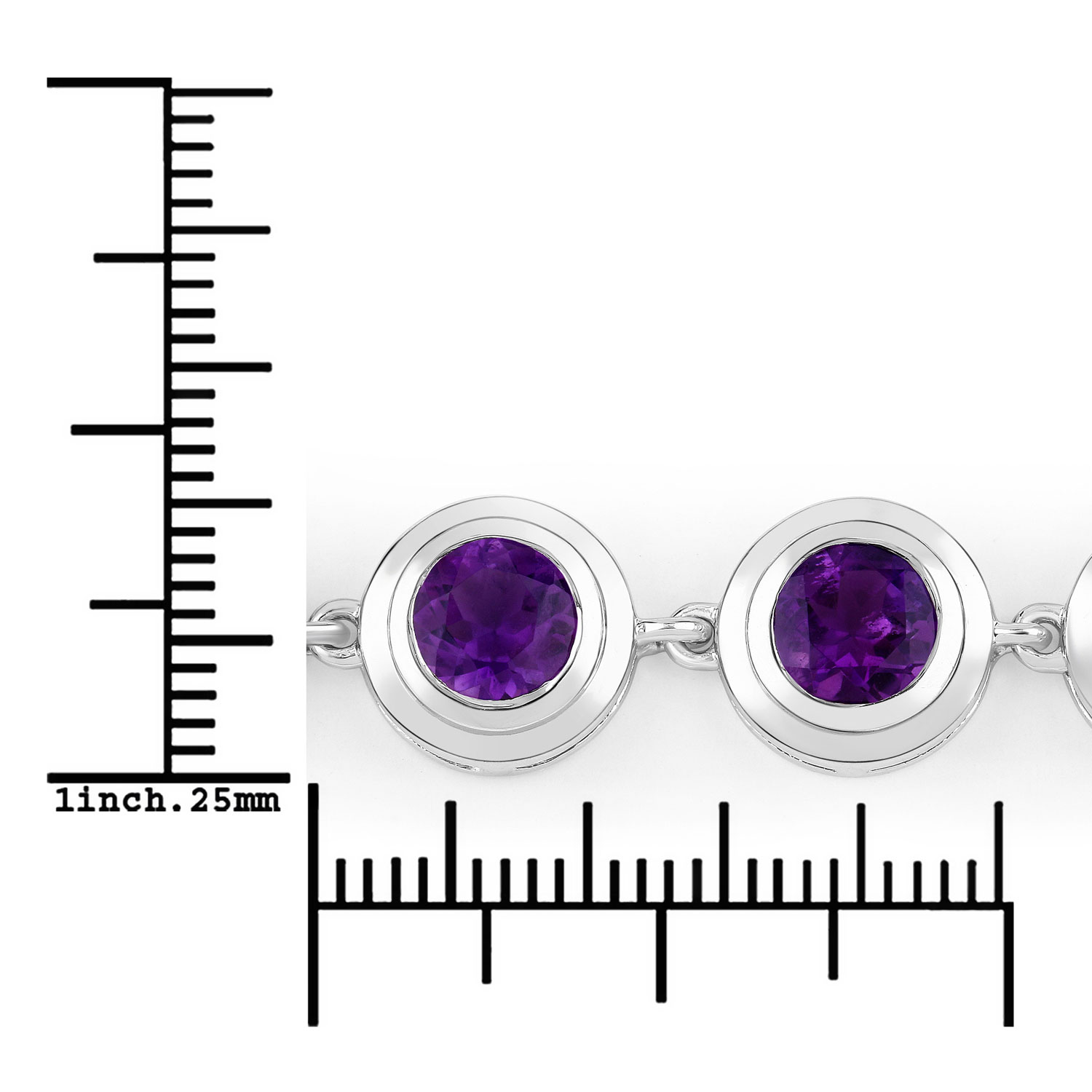 3.65 Carat Genuine Amethyst .925 Sterling Silver Bracelet