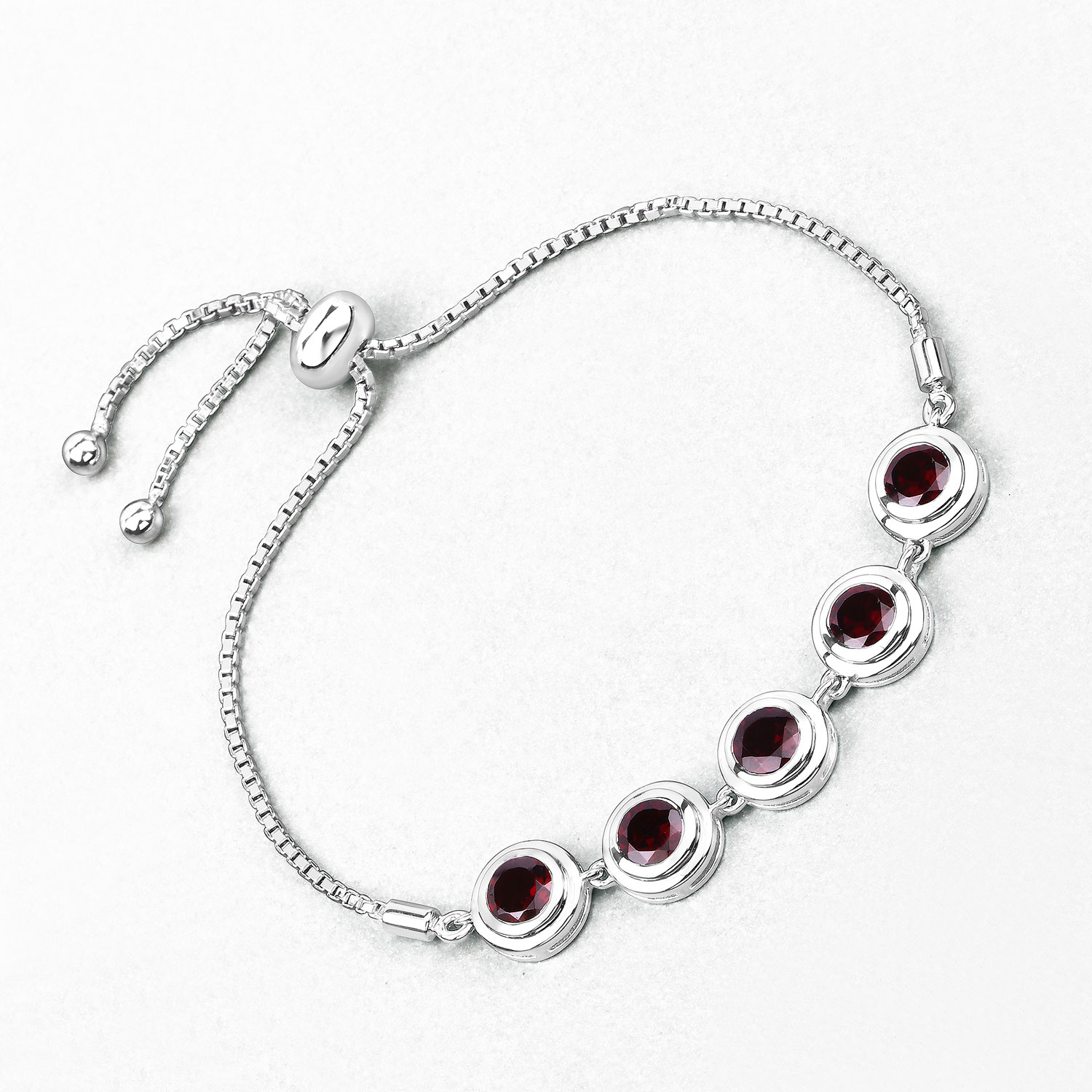 5.00 Carat Genuine Garnet .925 Sterling Silver Bracelet