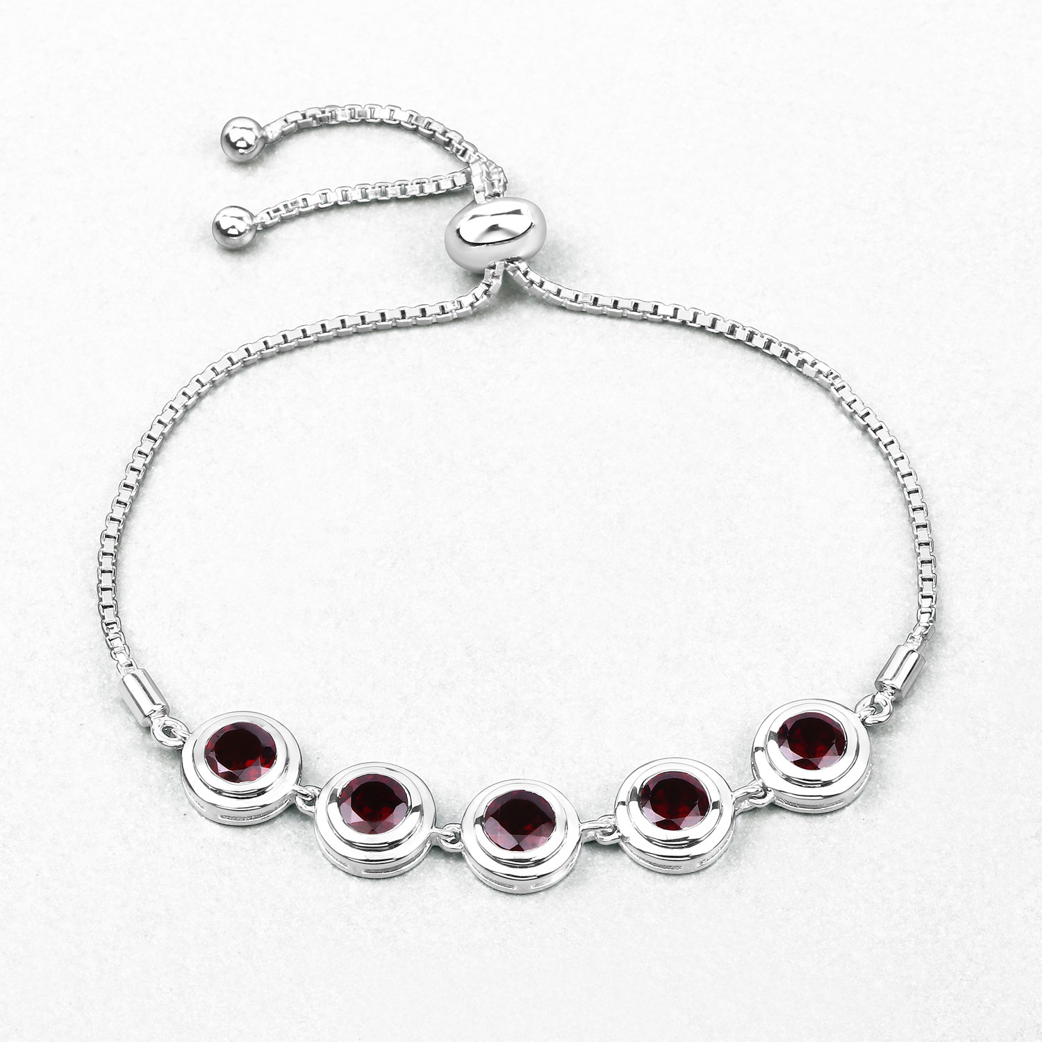 5.00 Carat Genuine Garnet .925 Sterling Silver Bracelet
