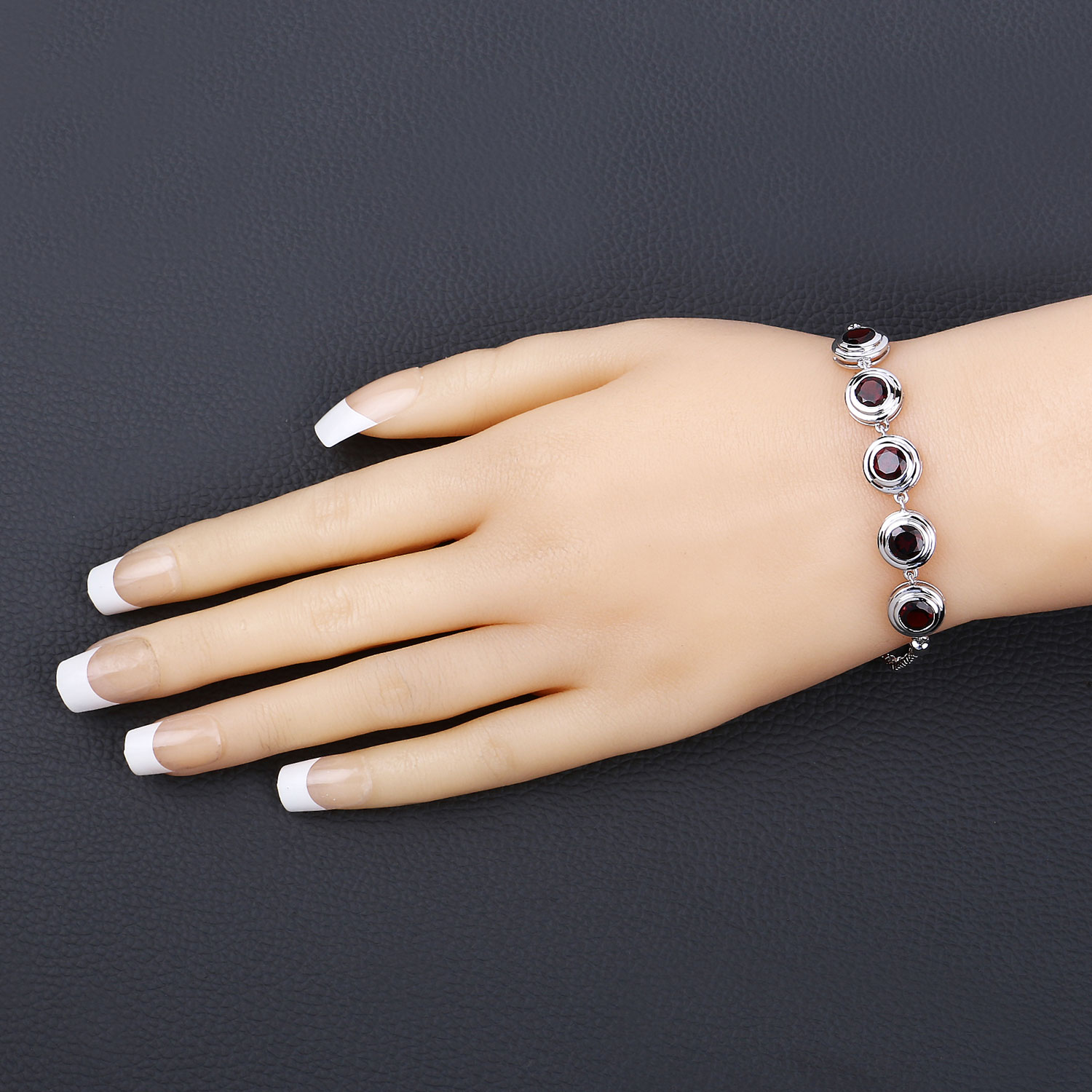 5.00 Carat Genuine Garnet .925 Sterling Silver Bracelet