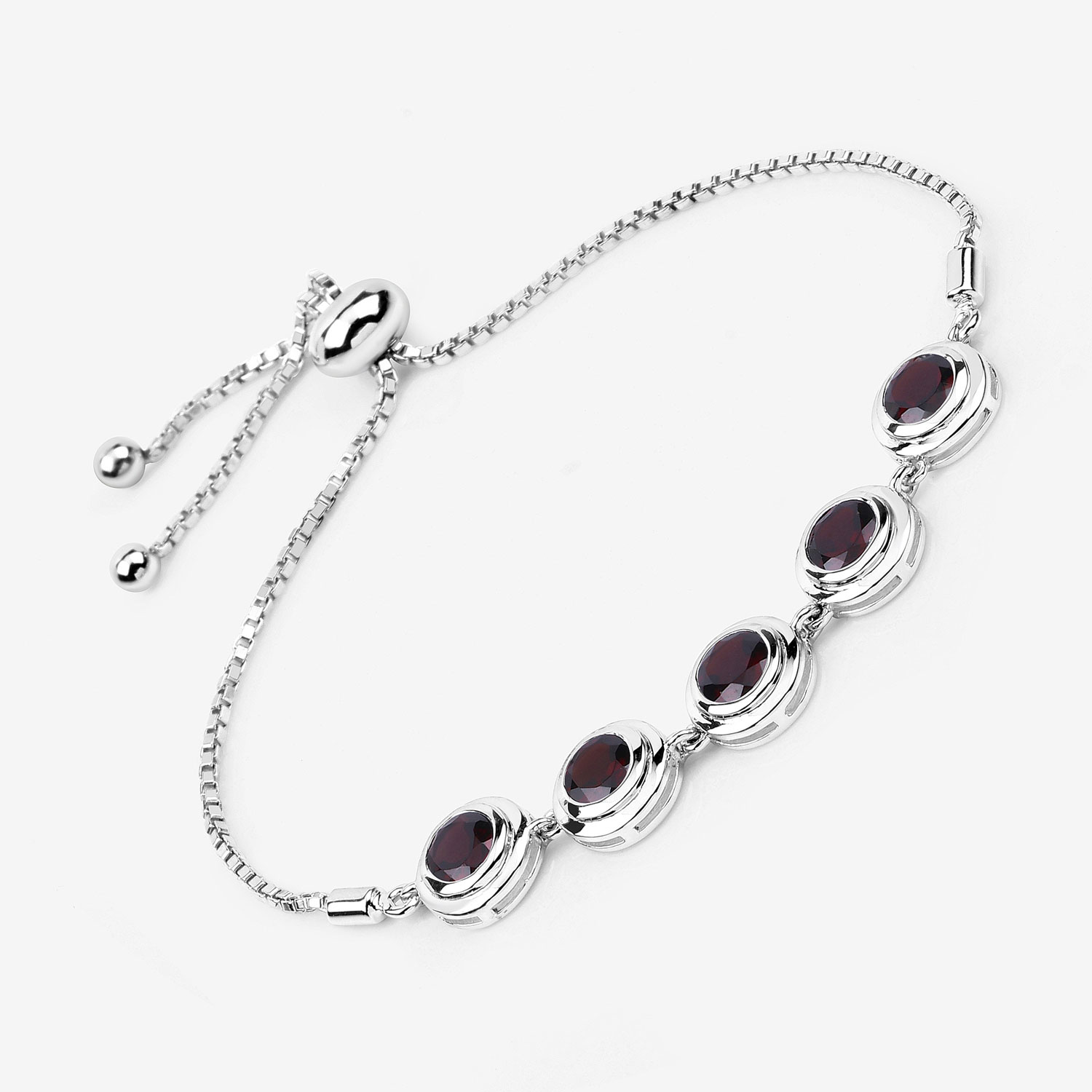 5.00 Carat Genuine Garnet .925 Sterling Silver Bracelet