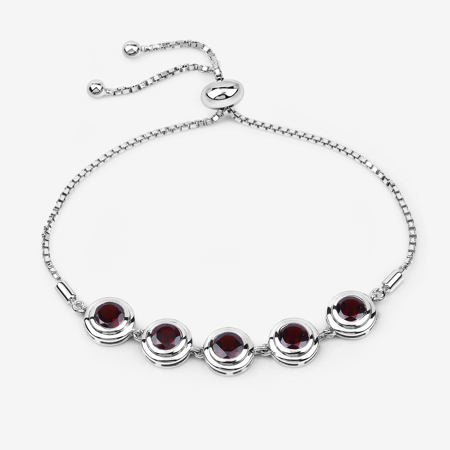 5.00 Carat Genuine Garnet .925 Sterling Silver Bracelet