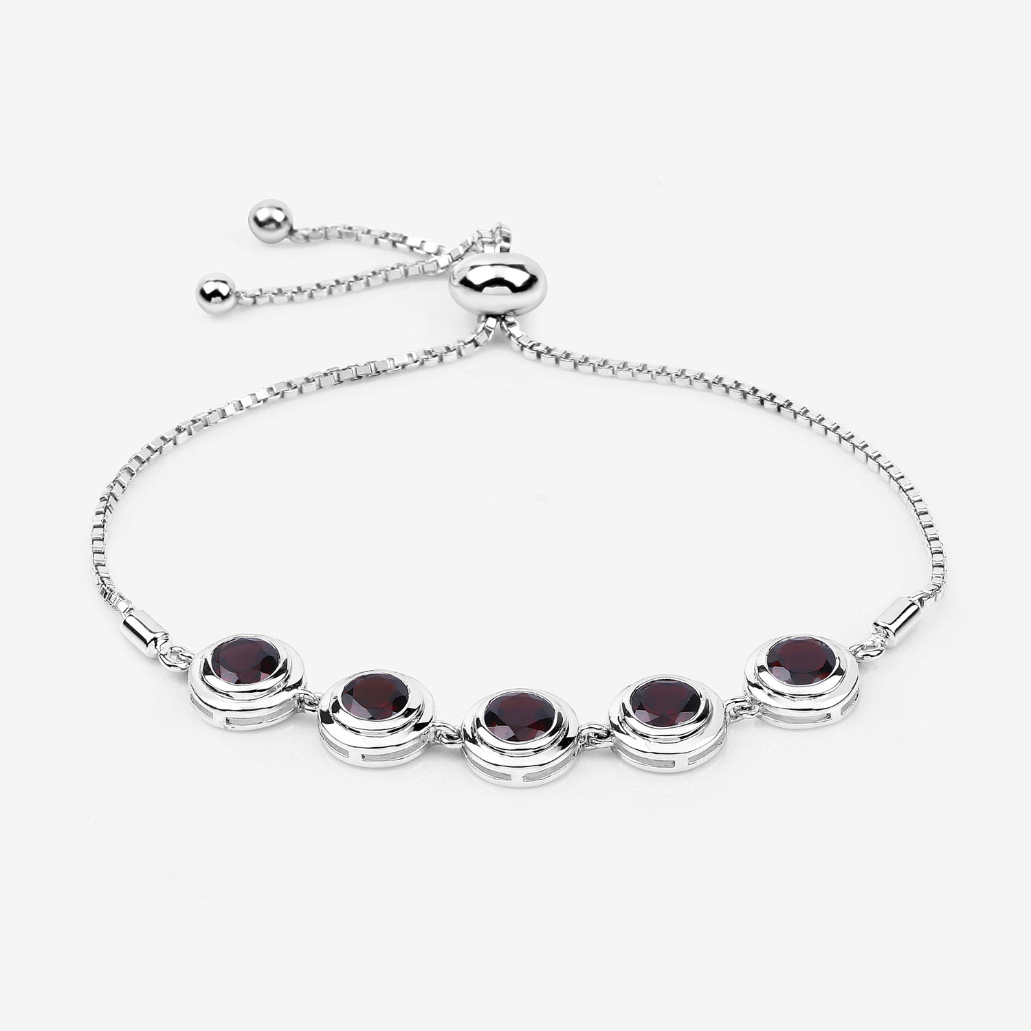 5.00 Carat Genuine Garnet .925 Sterling Silver Bracelet