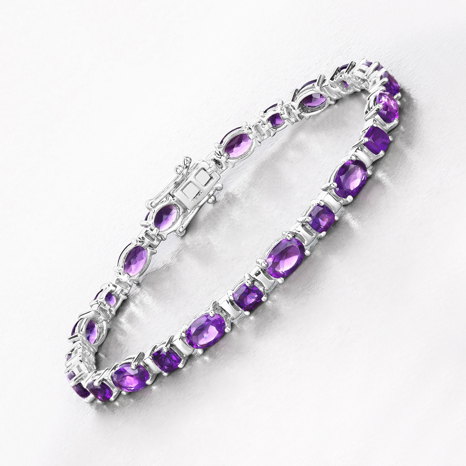 12.68 Carat Genuine Amethyst .925 Sterling Silver Bracelet