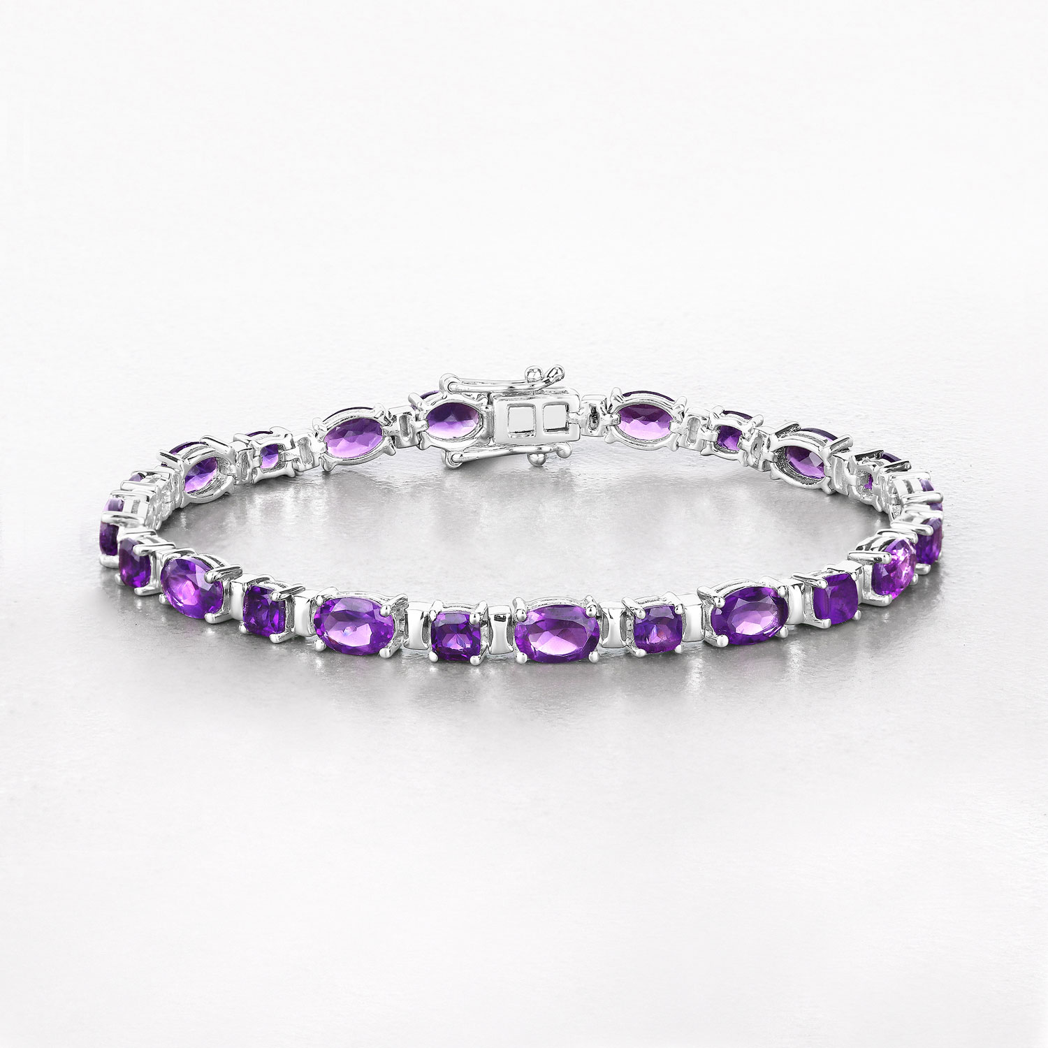 12.68 Carat Genuine Amethyst .925 Sterling Silver Bracelet