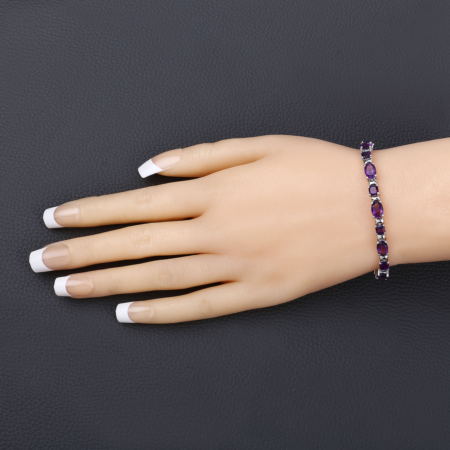 12.68 Carat Genuine Amethyst .925 Sterling Silver Bracelet