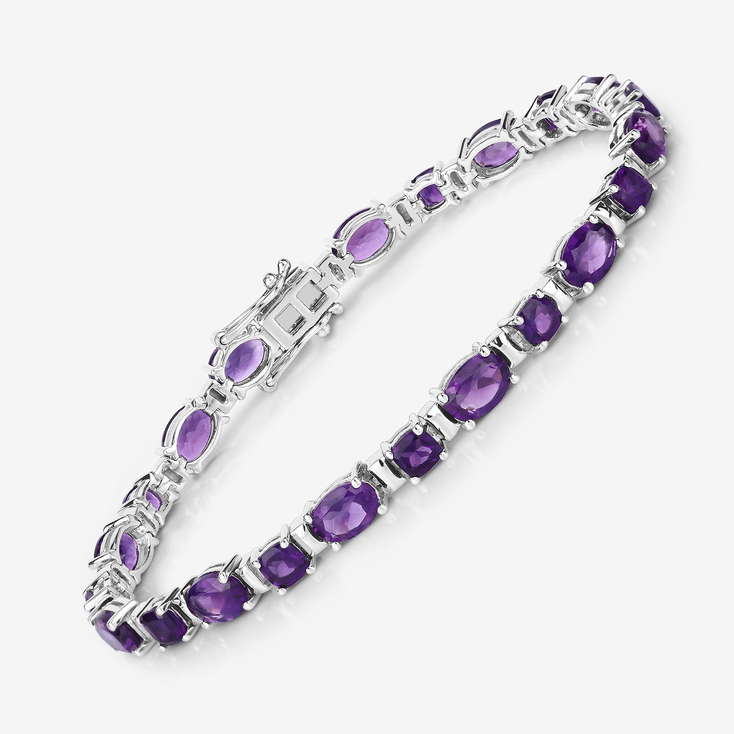 12.68 Carat Genuine Amethyst .925 Sterling Silver Bracelet