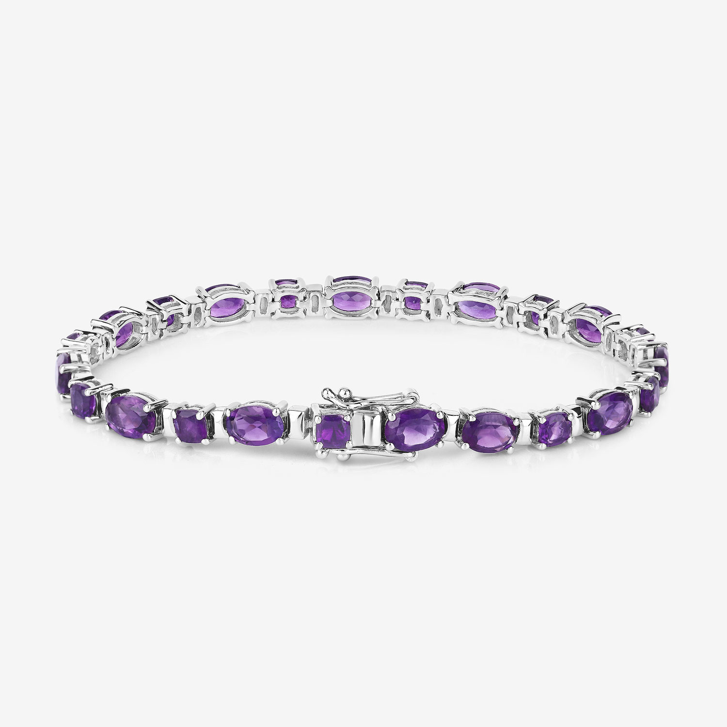 12.68 Carat Genuine Amethyst .925 Sterling Silver Bracelet
