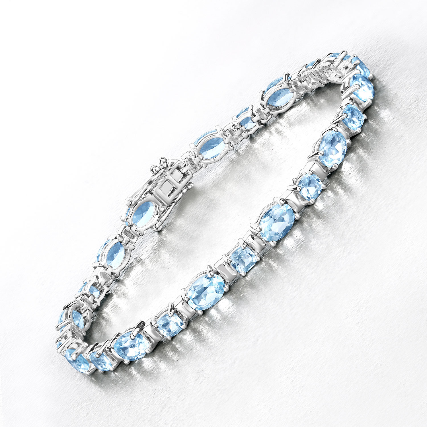 15.36 Carat Genuine Blue Topaz .925 Sterling Silver Bracelet