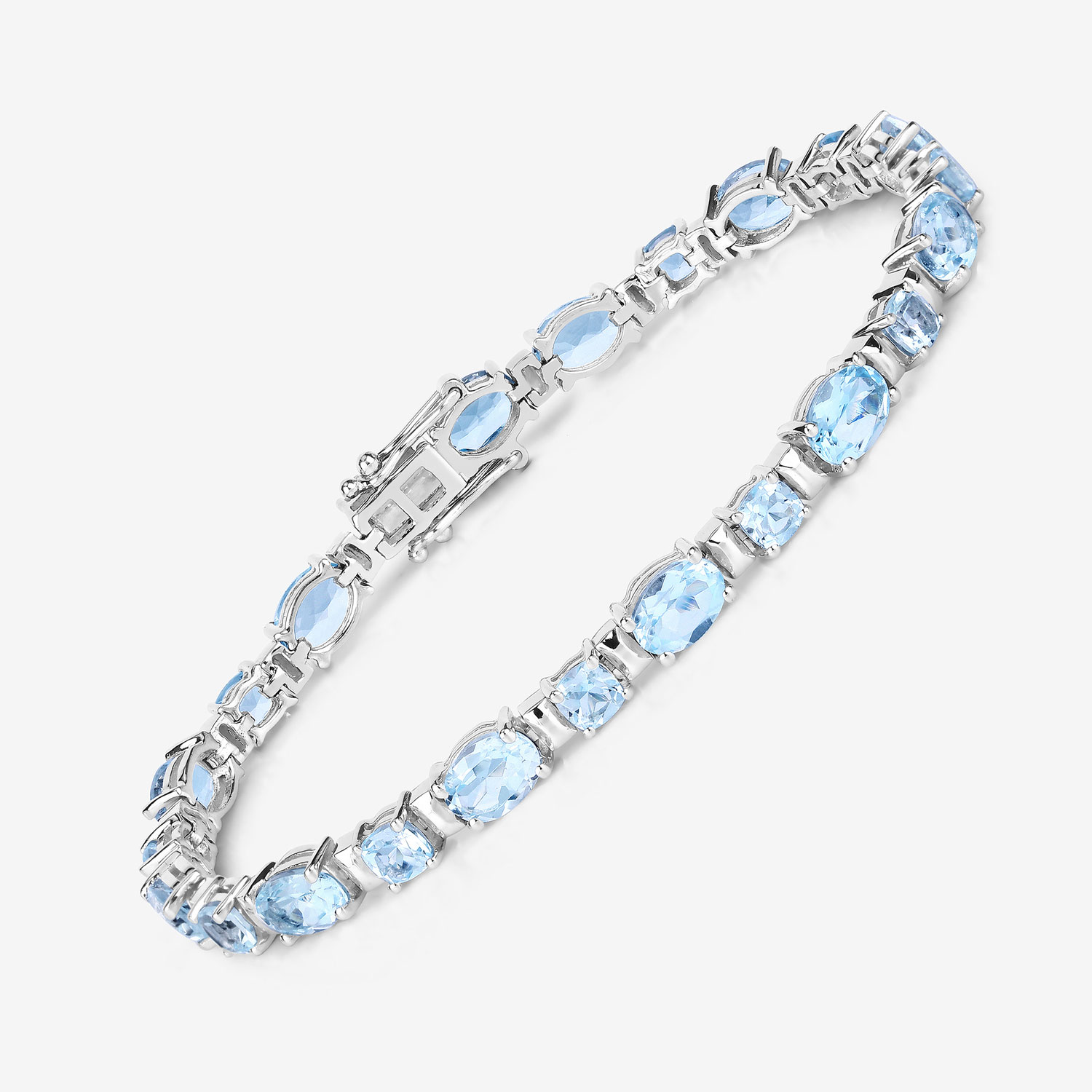 15.36 Carat Genuine Blue Topaz .925 Sterling Silver Bracelet