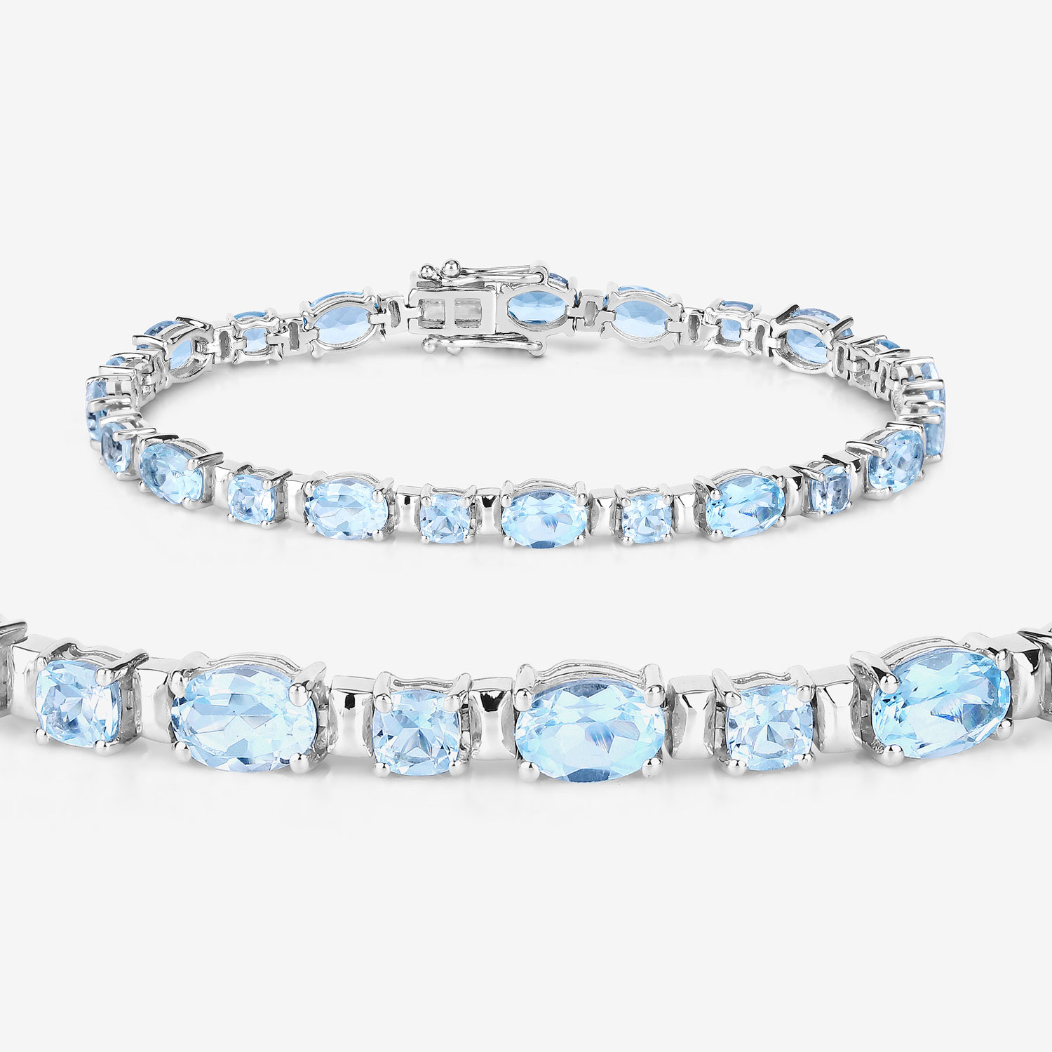 15.36 Carat Genuine Blue Topaz .925 Sterling Silver Bracelet