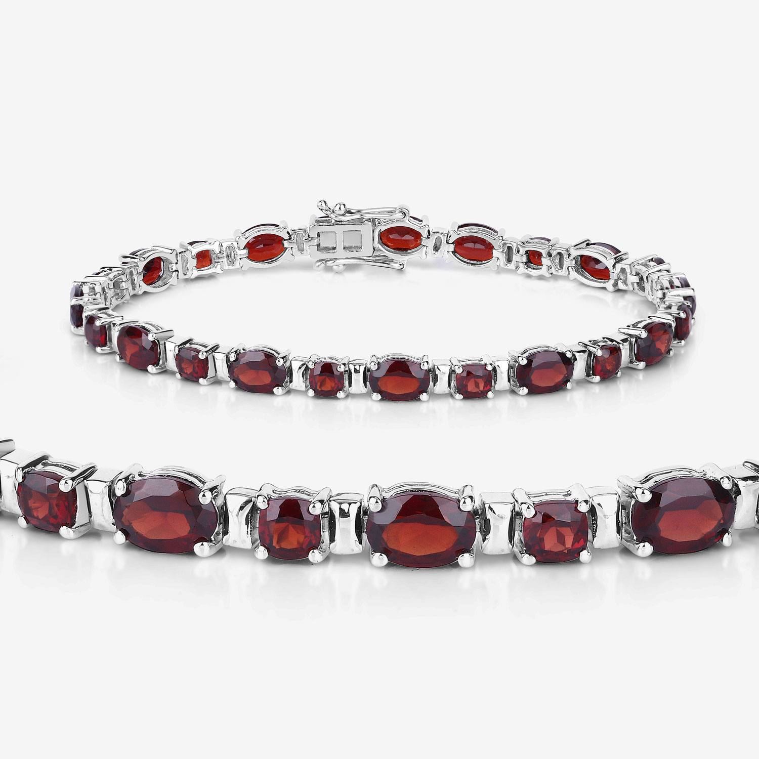 13.83 Carat Genuine Garnet .925 Sterling Silver Bracelet
