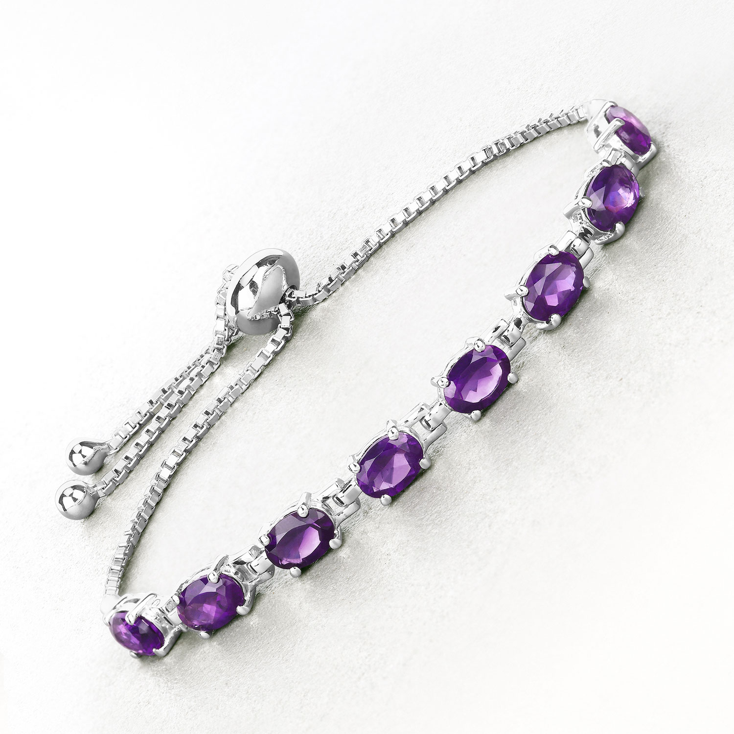 6.40 Carat Genuine Amethyst .925 Sterling Silver Bracelet