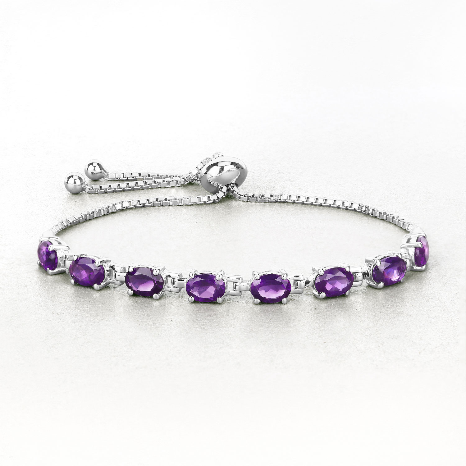 6.40 Carat Genuine Amethyst .925 Sterling Silver Bracelet