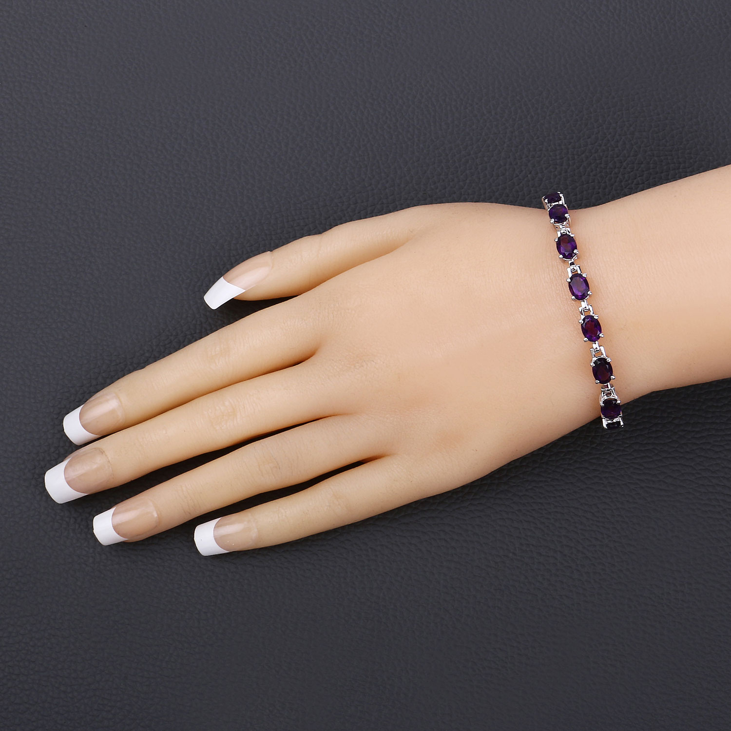 6.40 Carat Genuine Amethyst .925 Sterling Silver Bracelet
