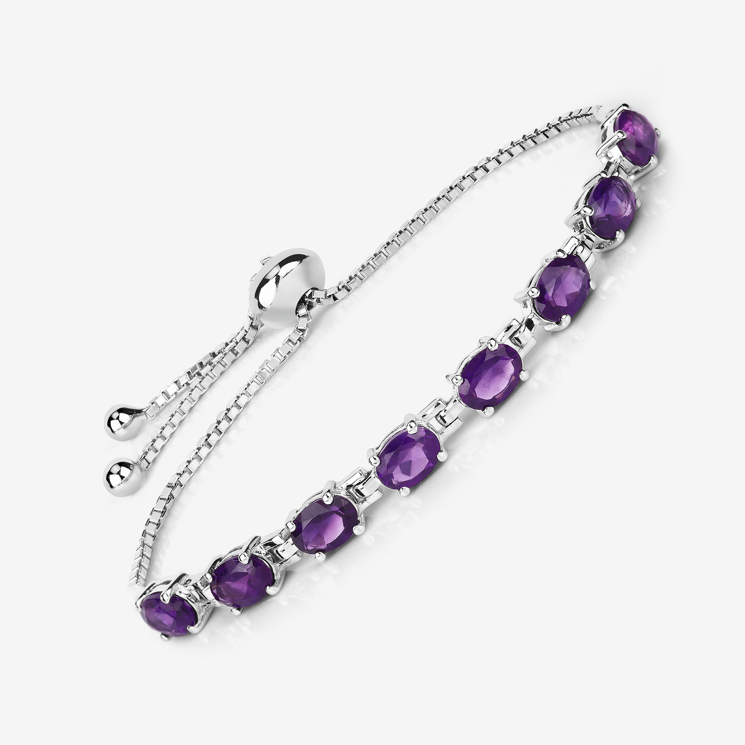 6.40 Carat Genuine Amethyst .925 Sterling Silver Bracelet