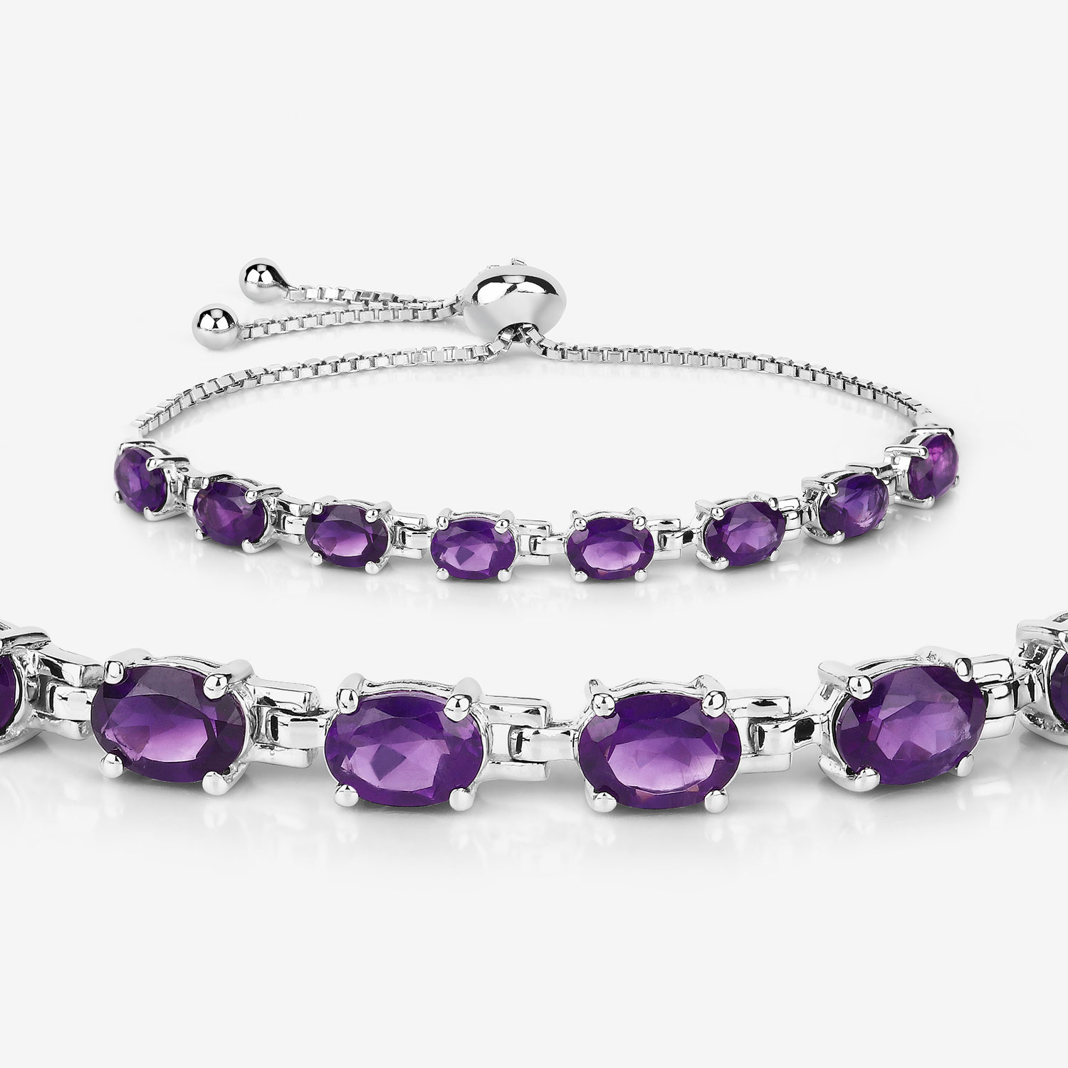 6.40 Carat Genuine Amethyst .925 Sterling Silver Bracelet