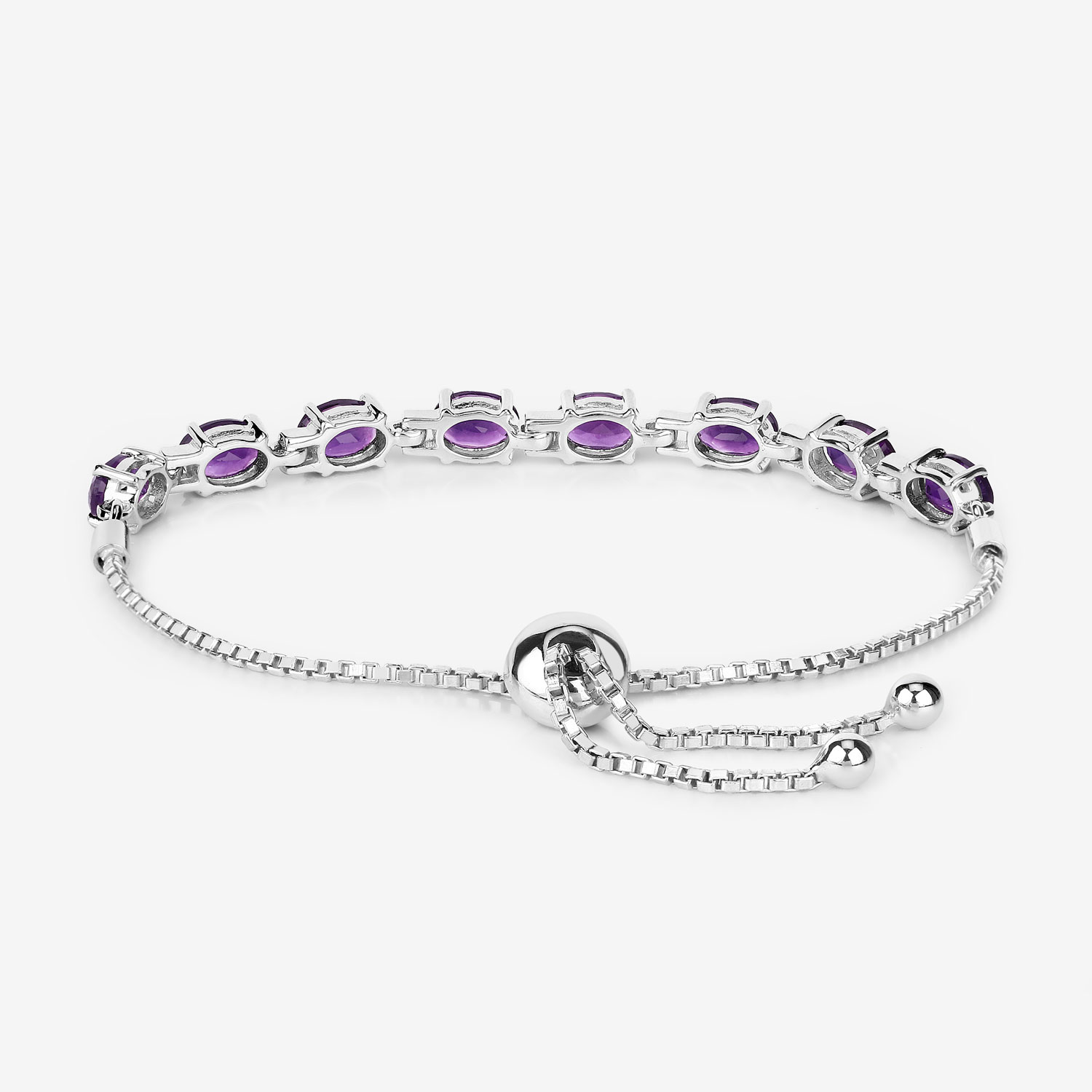 6.40 Carat Genuine Amethyst .925 Sterling Silver Bracelet