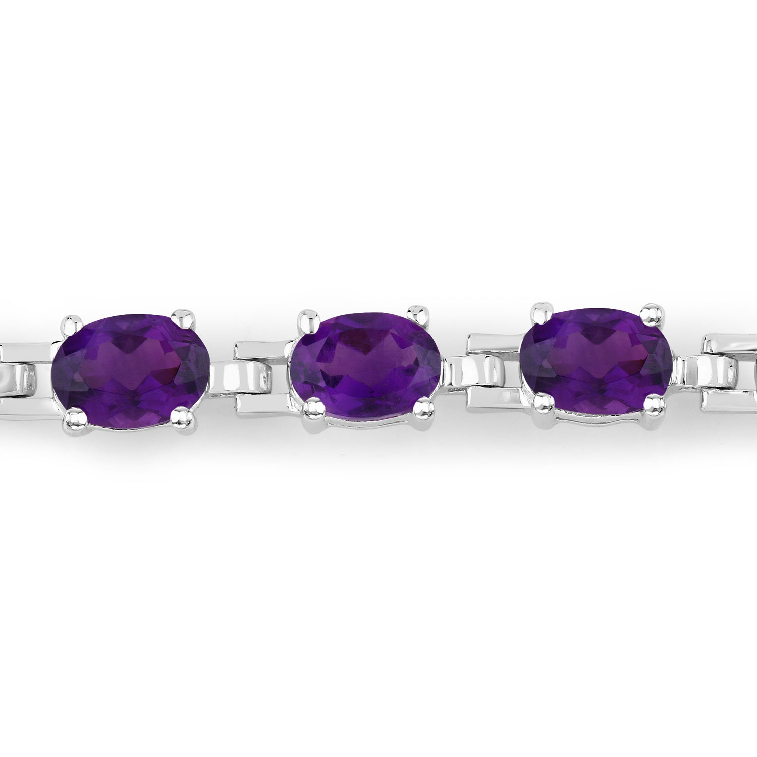 6.40 Carat Genuine Amethyst .925 Sterling Silver Bracelet