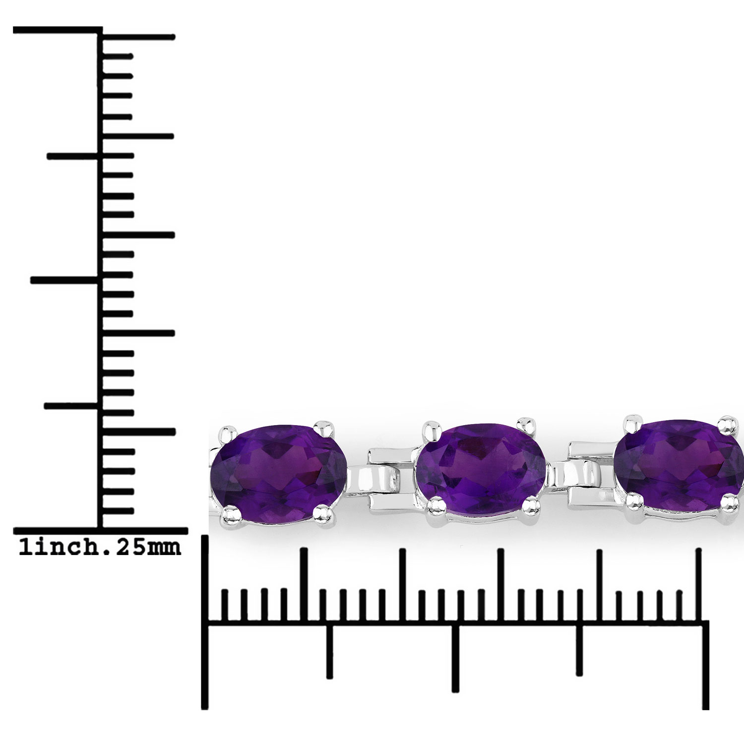 6.40 Carat Genuine Amethyst .925 Sterling Silver Bracelet