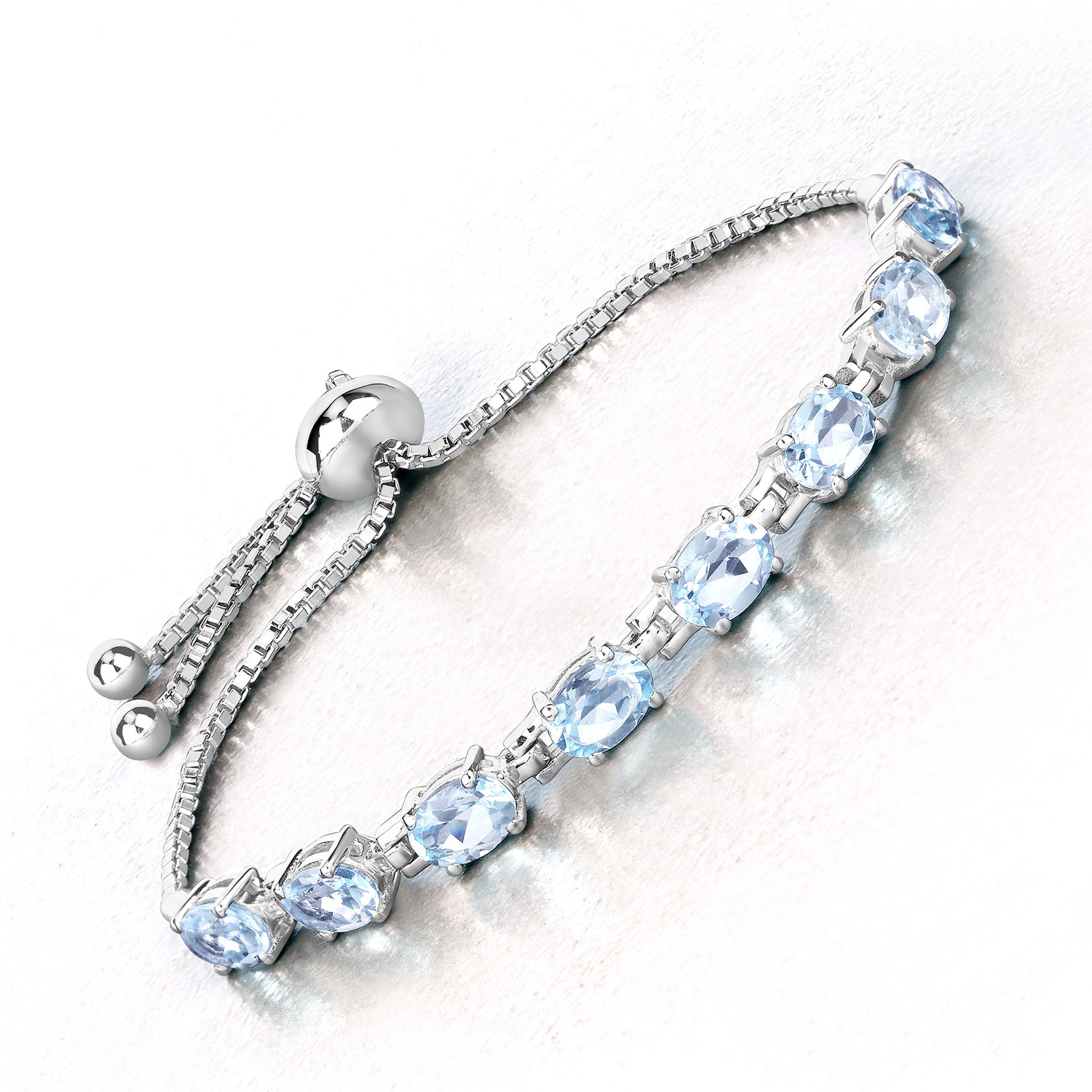 7.60 Carat Genuine Blue Topaz .925 Sterling Silver Bracelet
