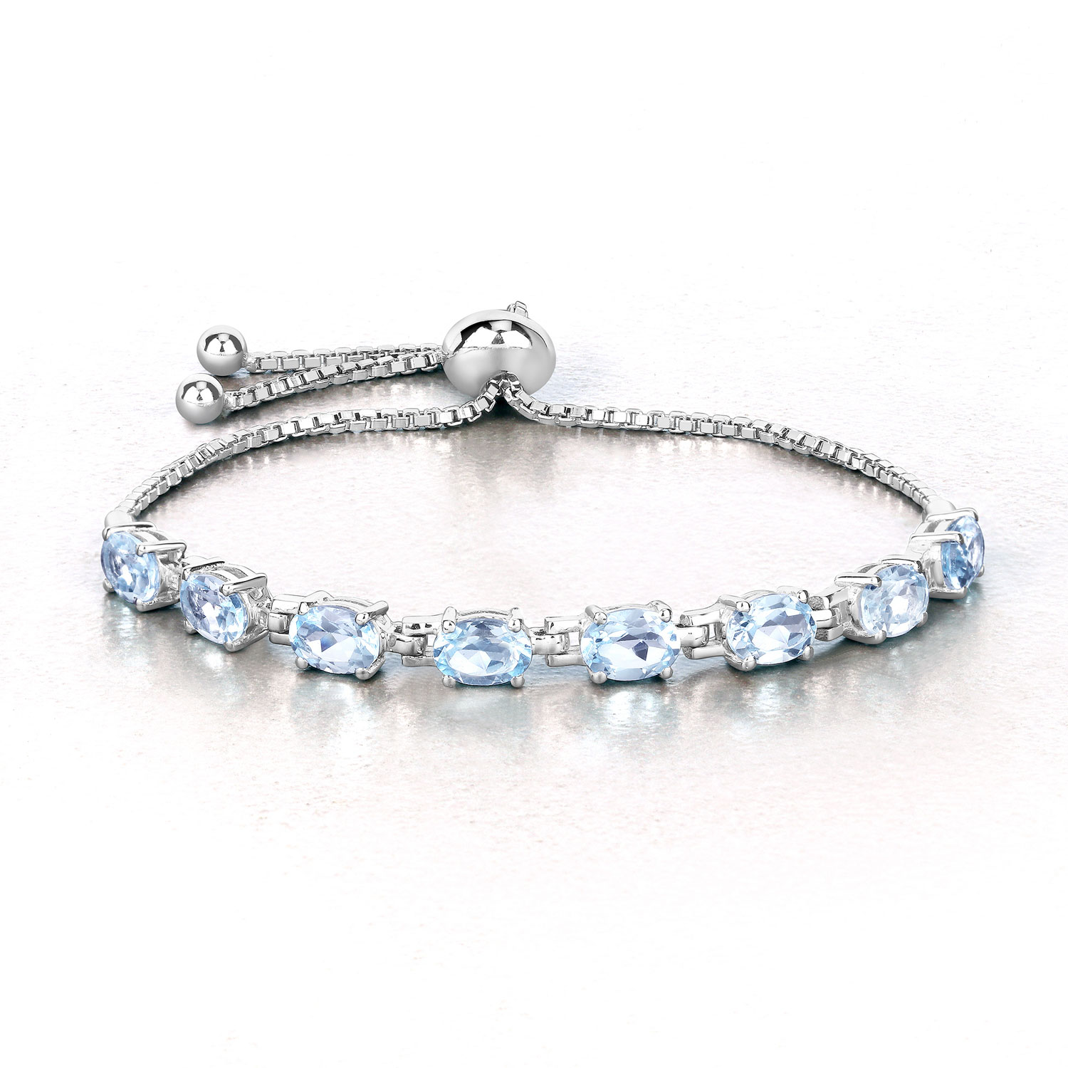 7.60 Carat Genuine Blue Topaz .925 Sterling Silver Bracelet