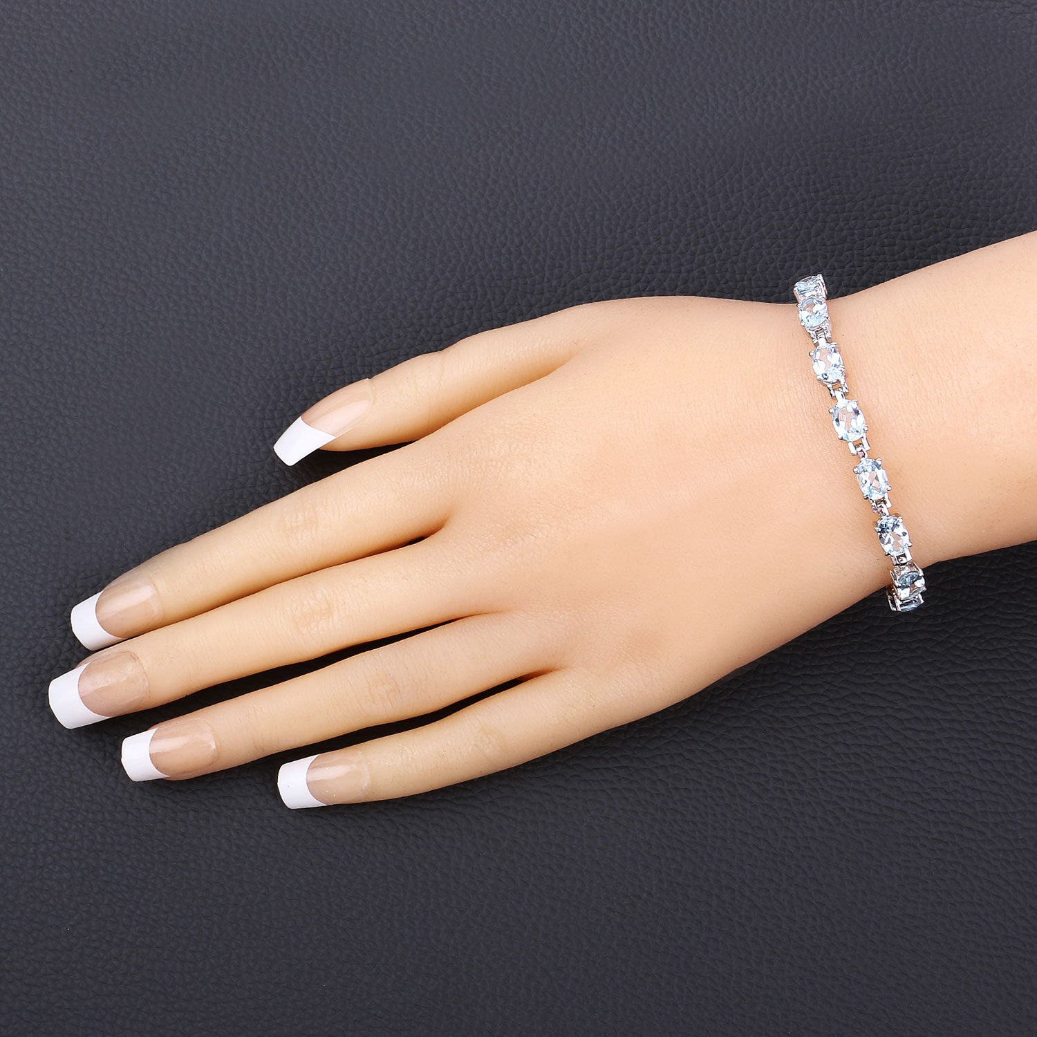 7.60 Carat Genuine Blue Topaz .925 Sterling Silver Bracelet