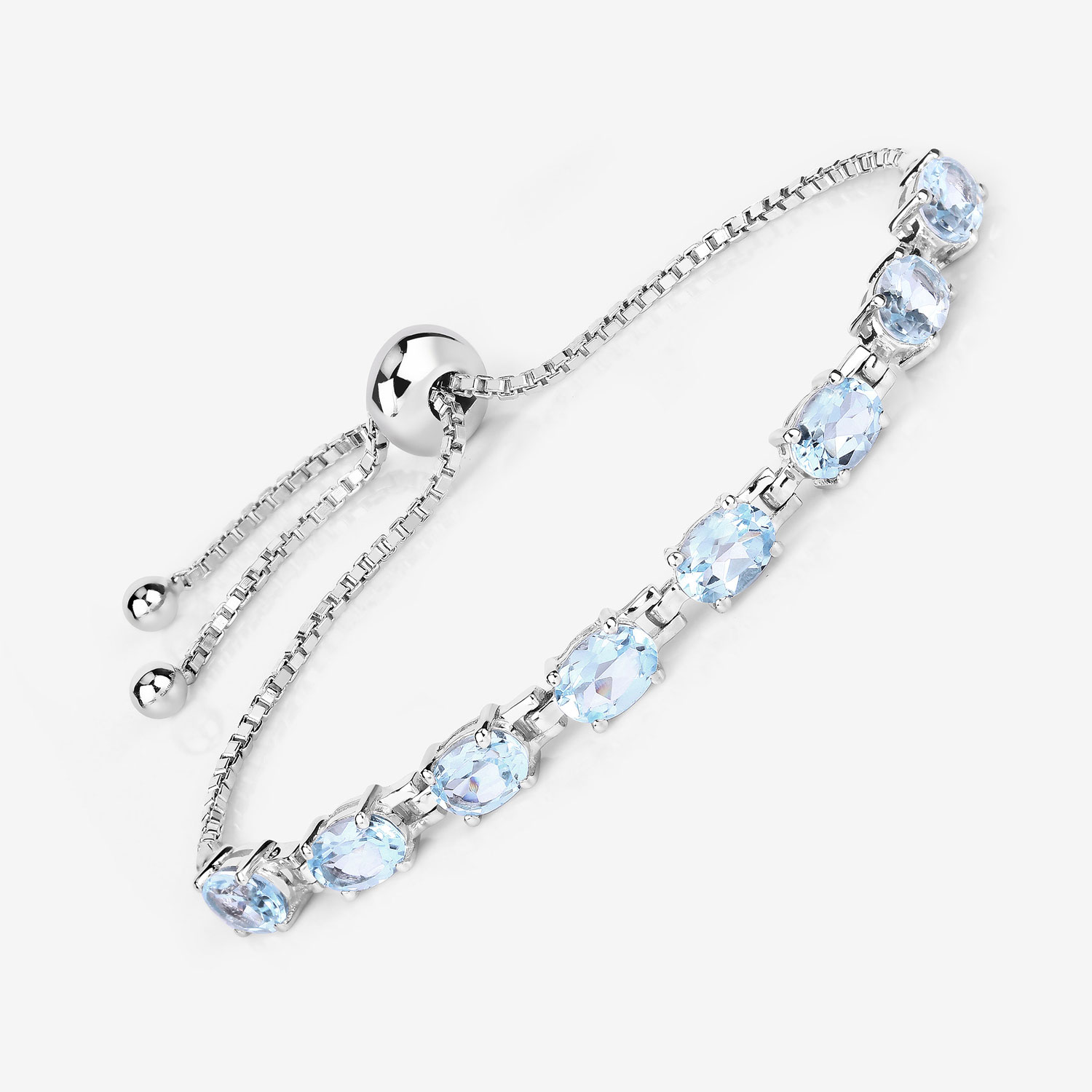 7.60 Carat Genuine Blue Topaz .925 Sterling Silver Bracelet