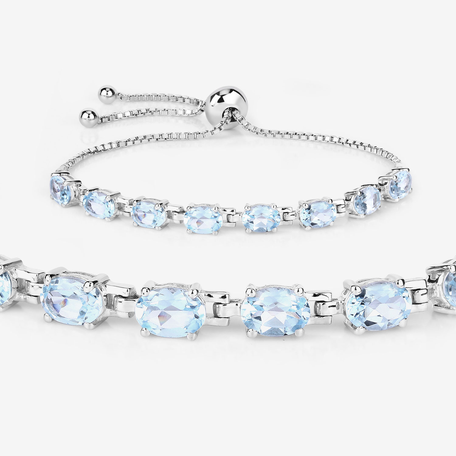 7.60 Carat Genuine Blue Topaz .925 Sterling Silver Bracelet