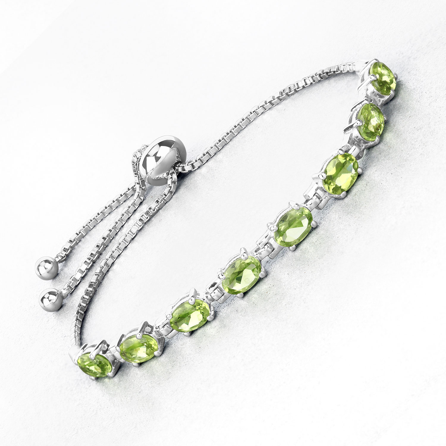 6.64 Carat Genuine Peridot .925 Sterling Silver Bracelet