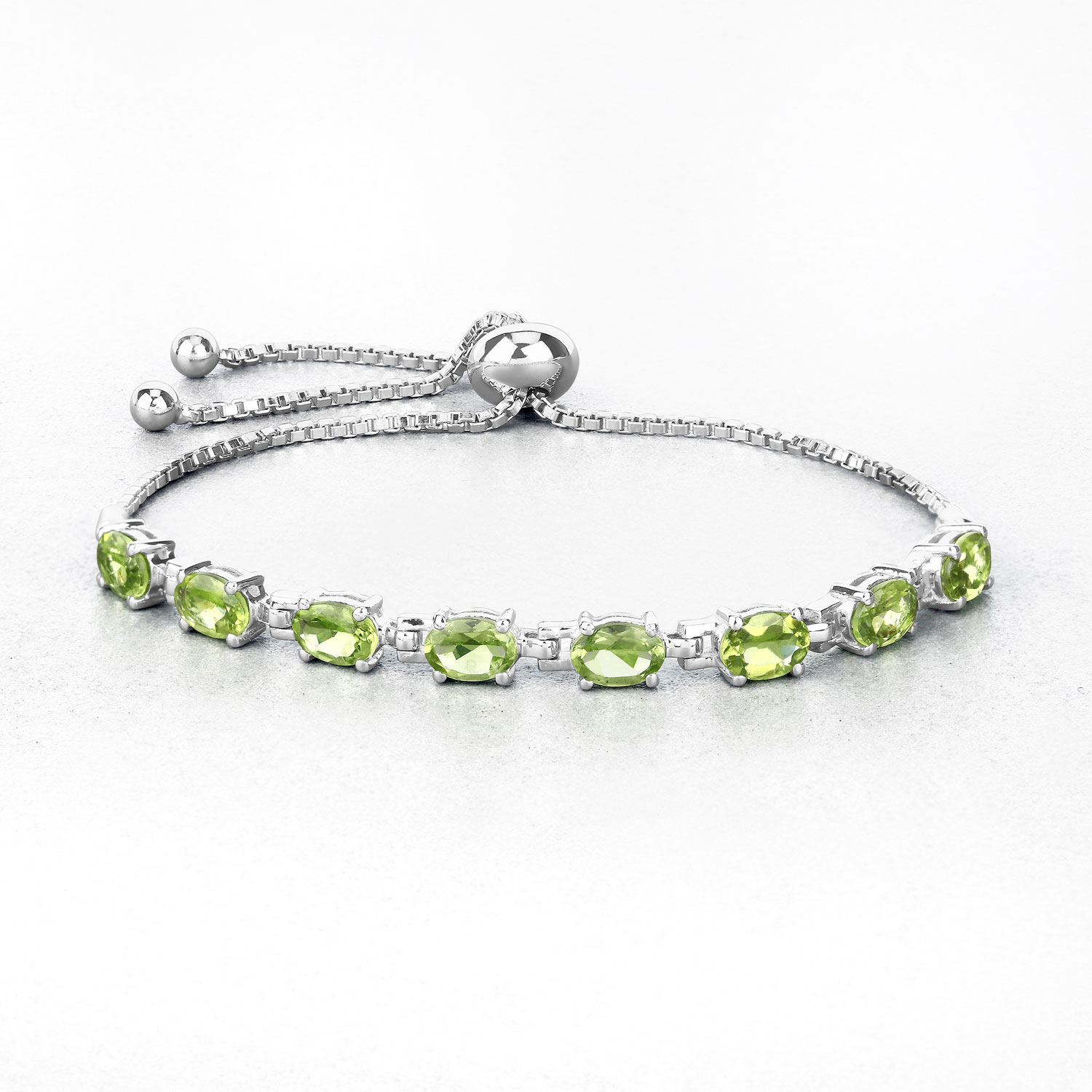 6.64 Carat Genuine Peridot .925 Sterling Silver Bracelet