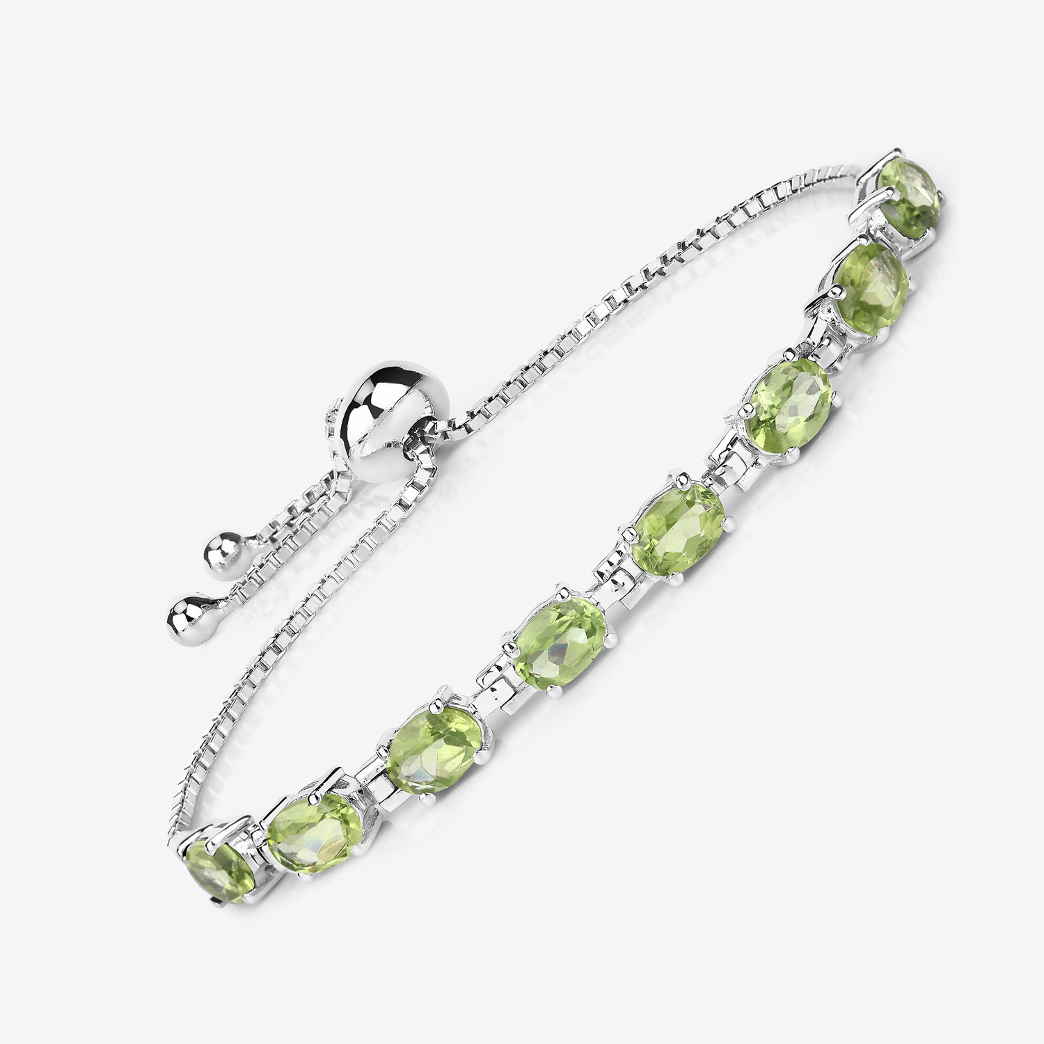 6.64 Carat Genuine Peridot .925 Sterling Silver Bracelet