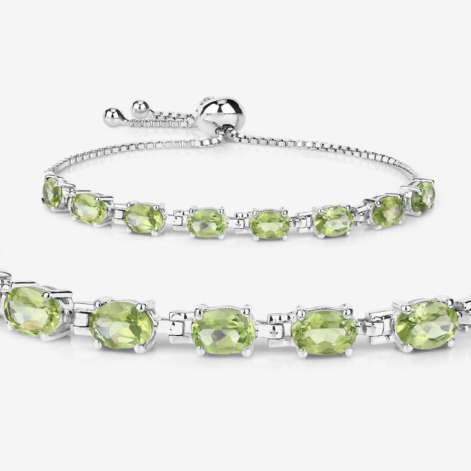 6.64 Carat Genuine Peridot .925 Sterling Silver Bracelet