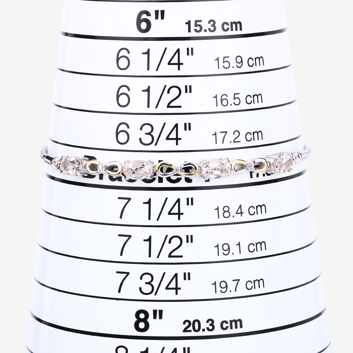 1.49 Carat Genuine Morganite and White Topaz .925 Sterling Silver Bracelet