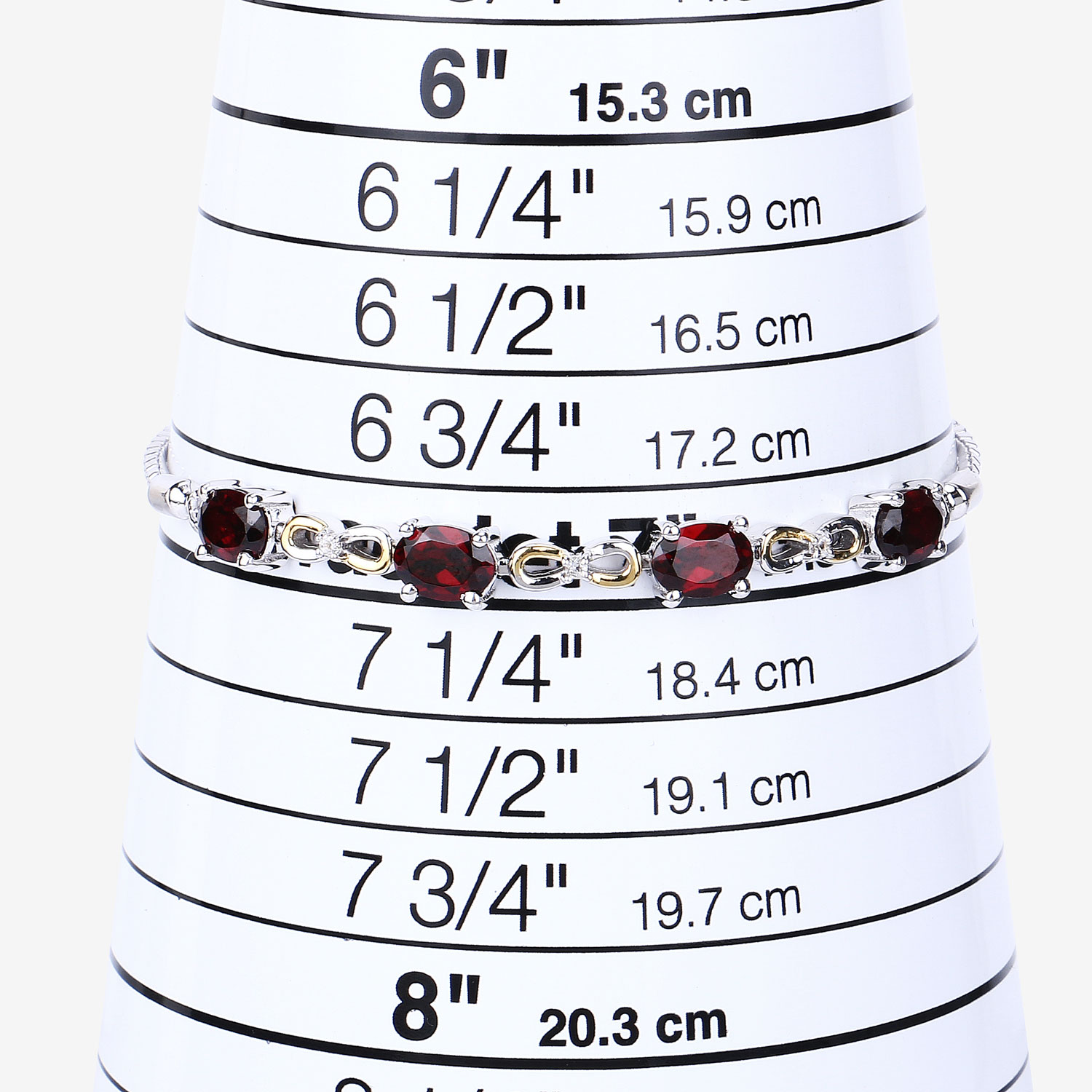 3.47 Carat Genuine Garnet and White Topaz .925 Sterling Silver Bracelet