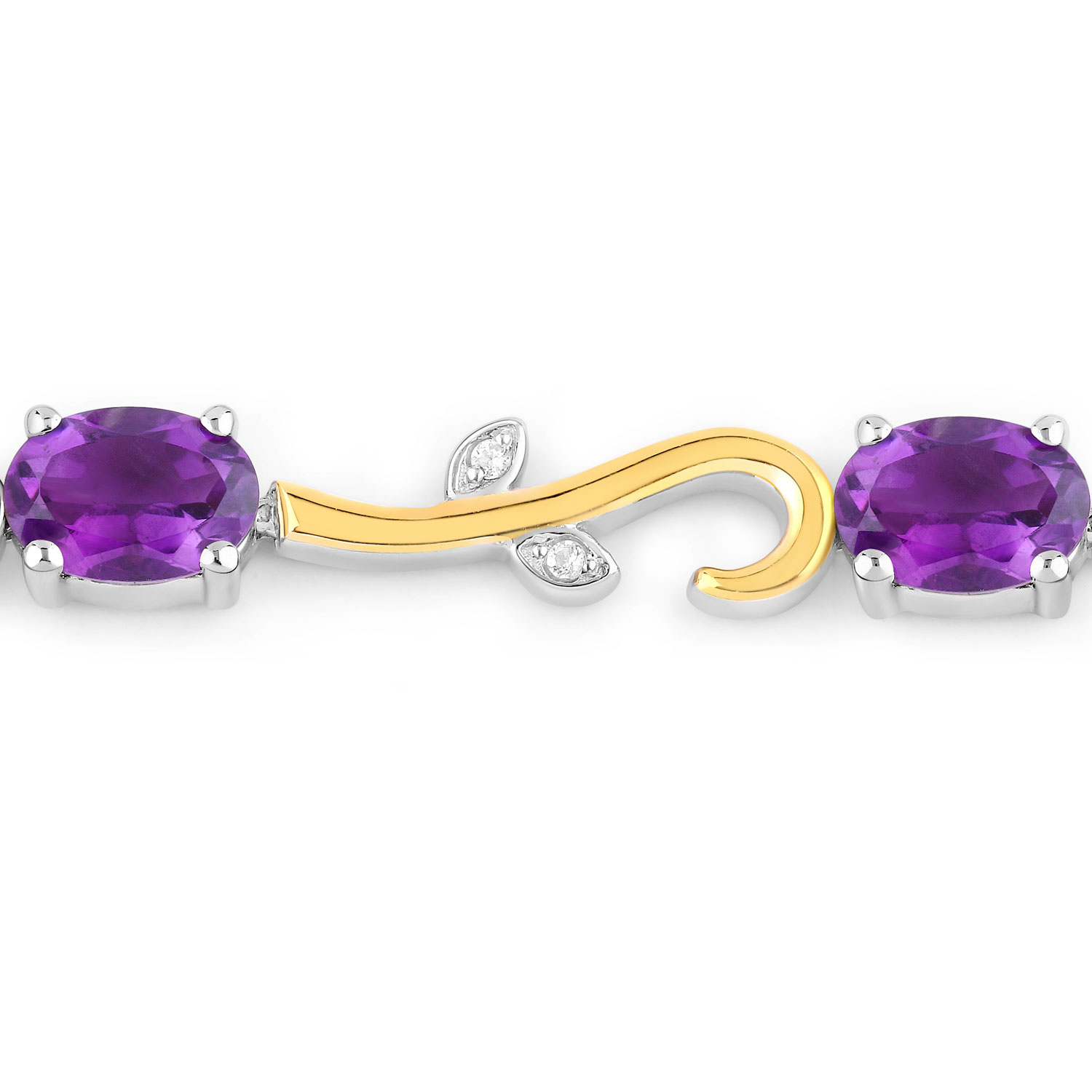 4.06 Carat Genuine Amethyst and White Topaz .925 Sterling Silver Bracelet