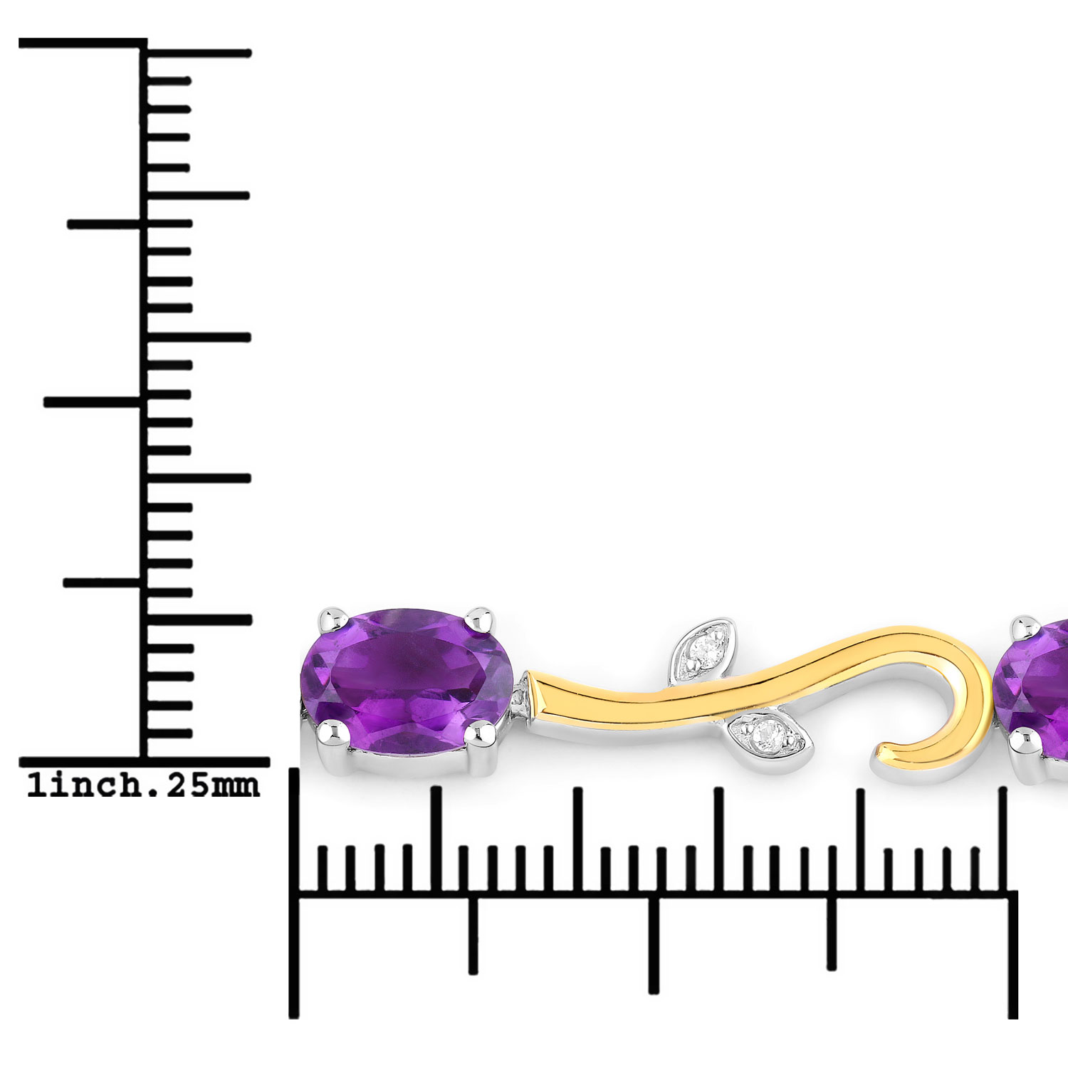4.06 Carat Genuine Amethyst and White Topaz .925 Sterling Silver Bracelet