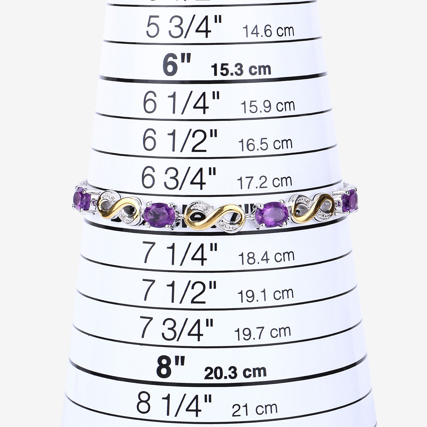 3.26 Carat Genuine Amethyst and White Topaz .925 Sterling Silver Bracelet