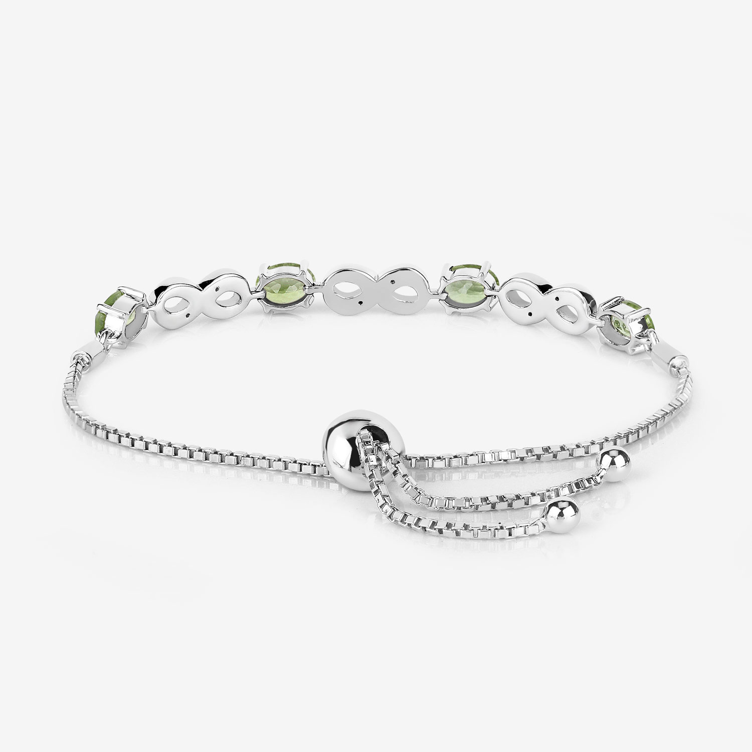 3.38 Carat Genuine Peridot and White Topaz .925 Sterling Silver Bracelet