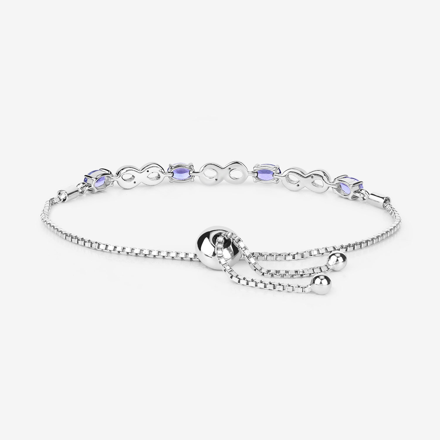 1.79 Carat Genuine Tanzanite and White Topaz .925 Sterling Silver Bracelet
