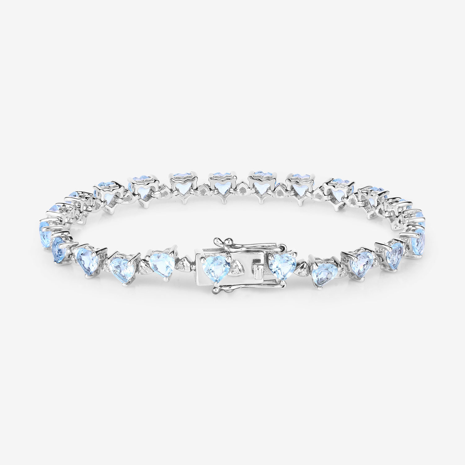 11.62 Carat Genuine Blue Topaz and White Diamond .925 Sterling Silver Bracelet