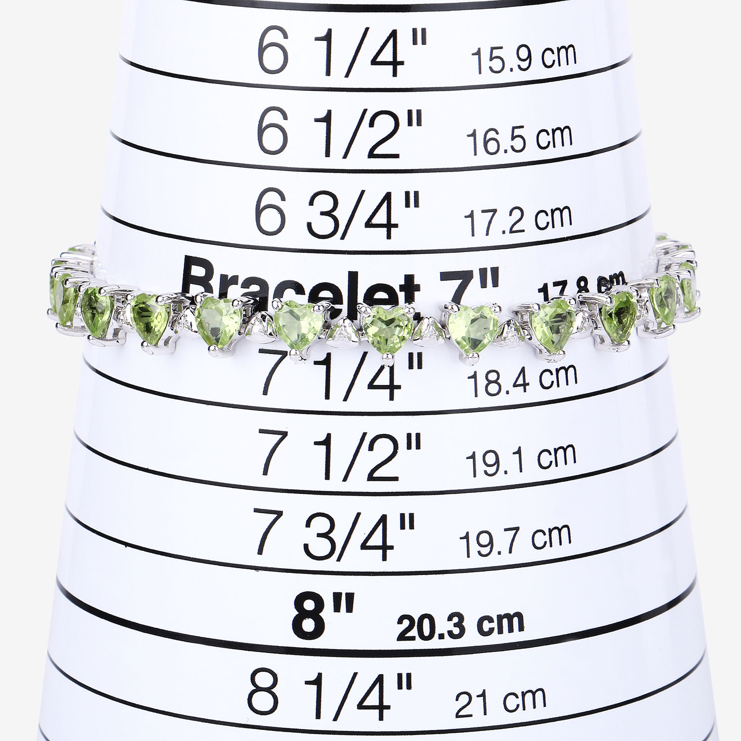 10.24 Carat Genuine Peridot and White Diamond .925 Sterling Silver Bracelet