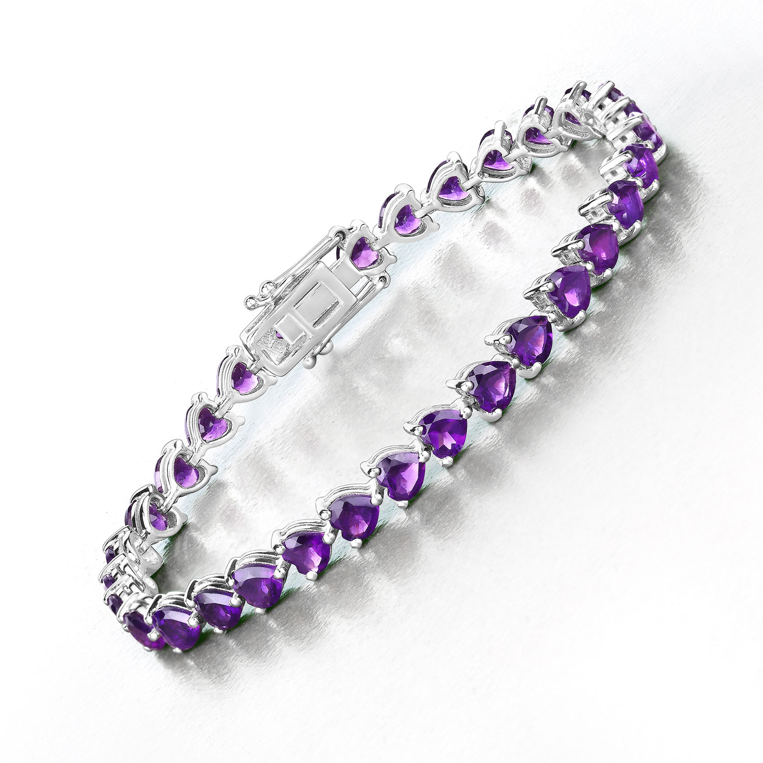 13.33 Carat Genuine Amethyst .925 Sterling Silver Bracelet