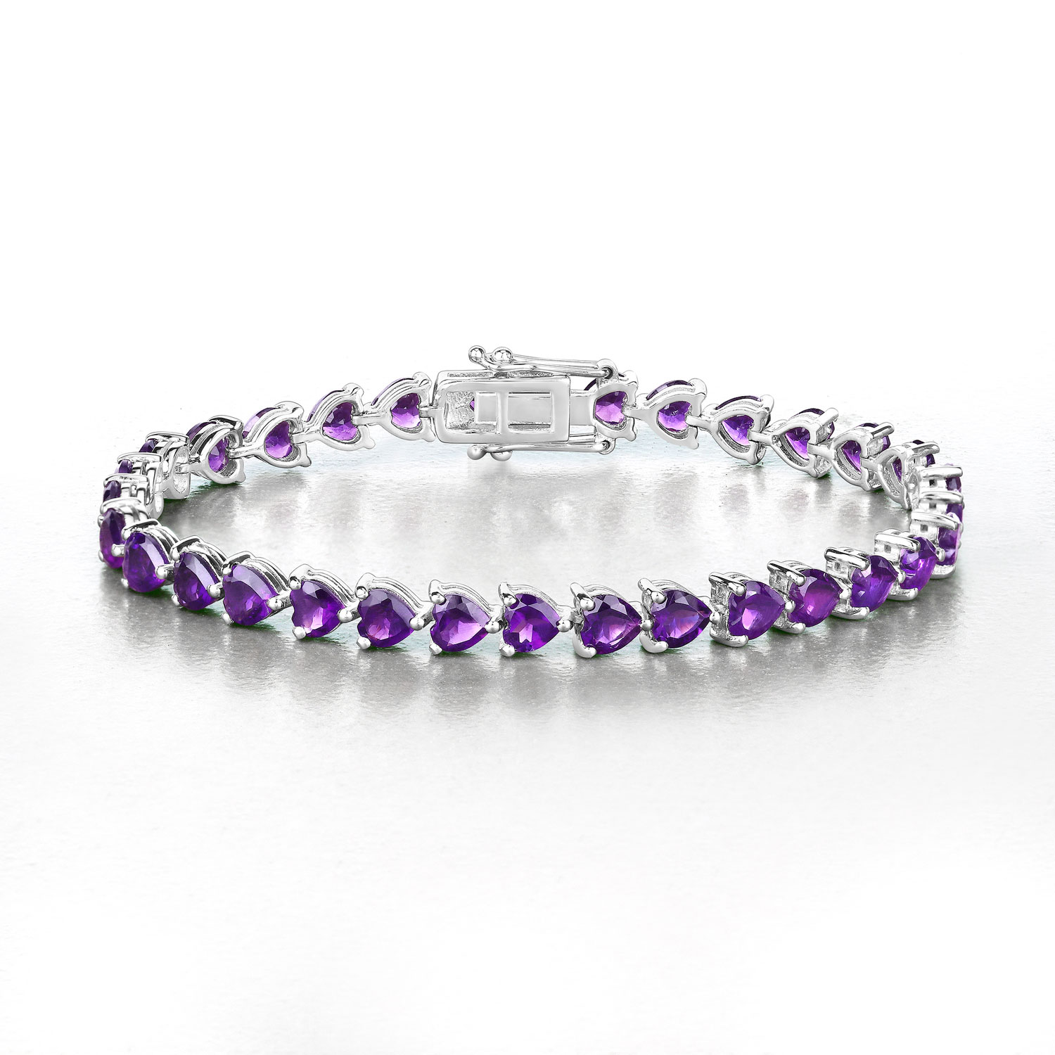 13.33 Carat Genuine Amethyst .925 Sterling Silver Bracelet