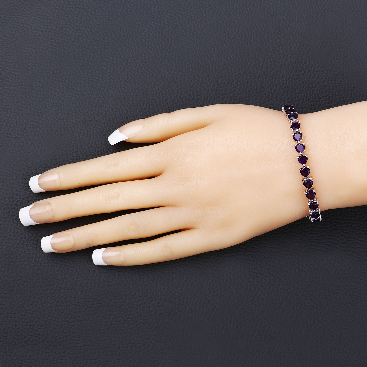 13.33 Carat Genuine Amethyst .925 Sterling Silver Bracelet