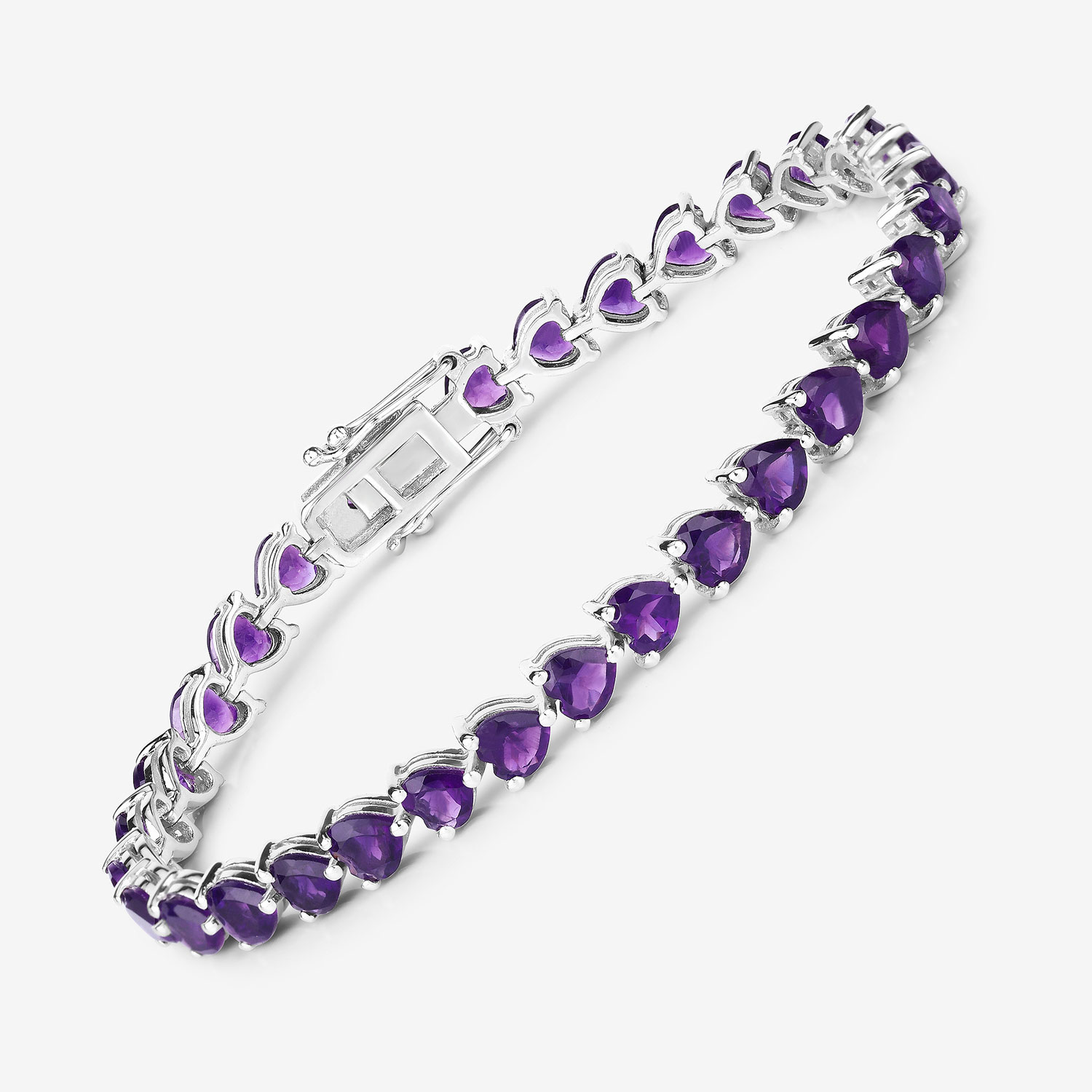 13.33 Carat Genuine Amethyst .925 Sterling Silver Bracelet